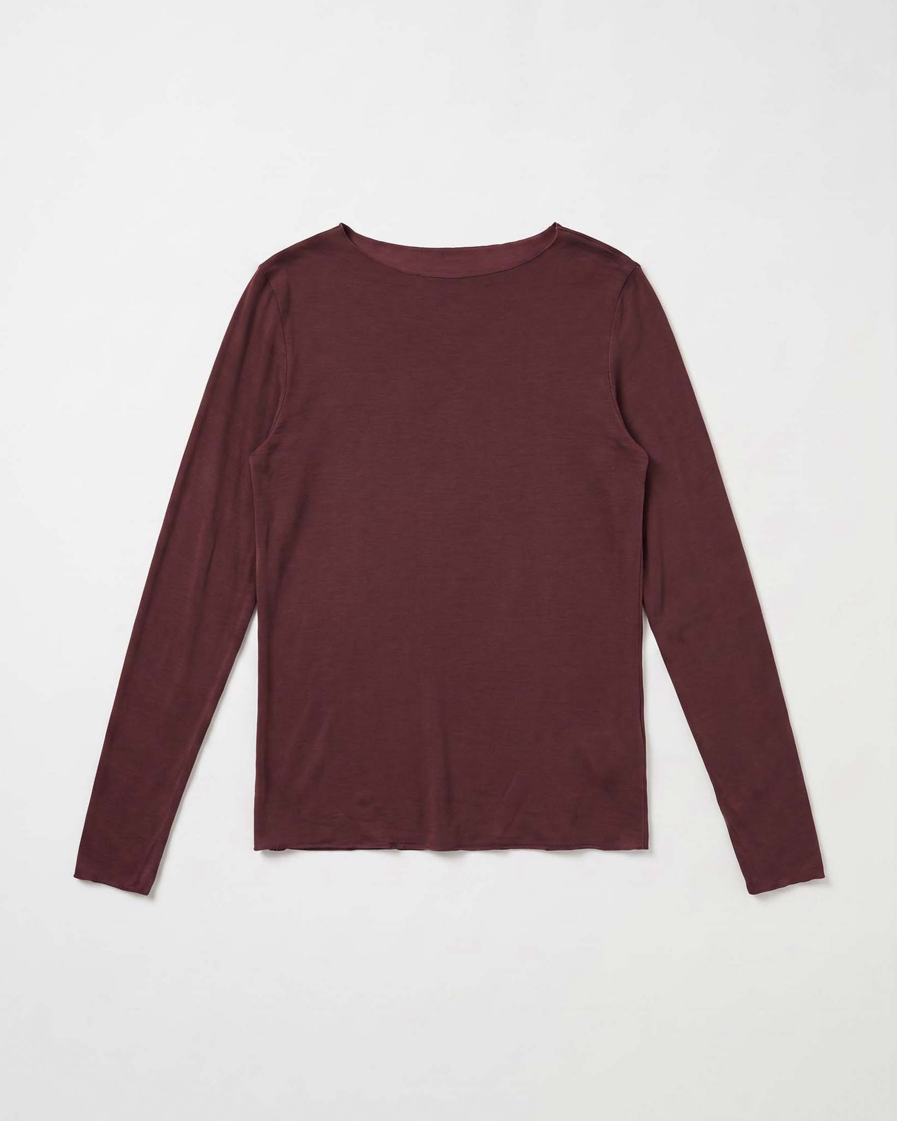 Maglia a maniche lunghe Intuition Paris bordeaux in cashmere e modal stretch con scollo a barchetta