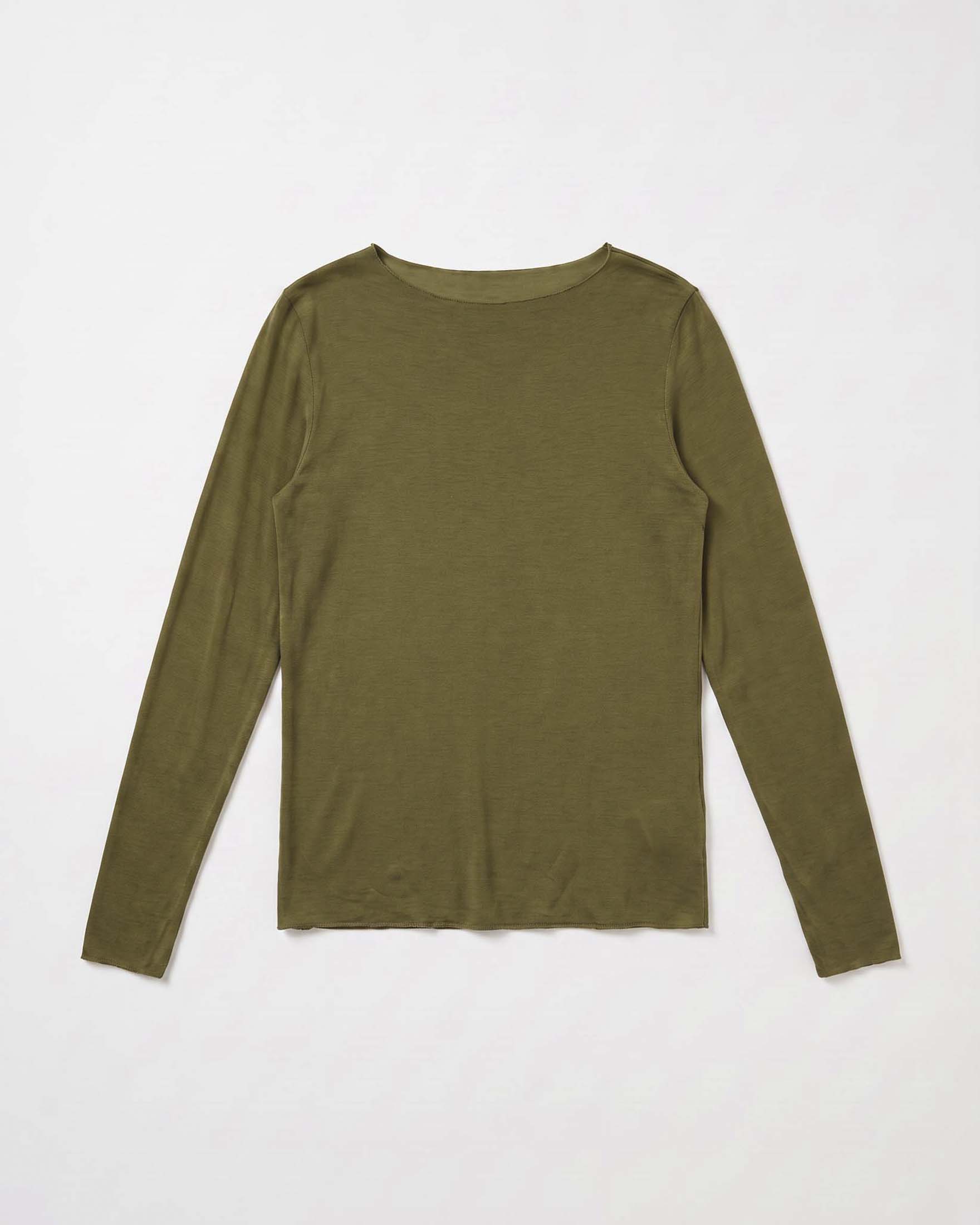 Maglia a maniche lunghe Intuition Paris militare in cashmere e modal stretch con scollo a barchetta