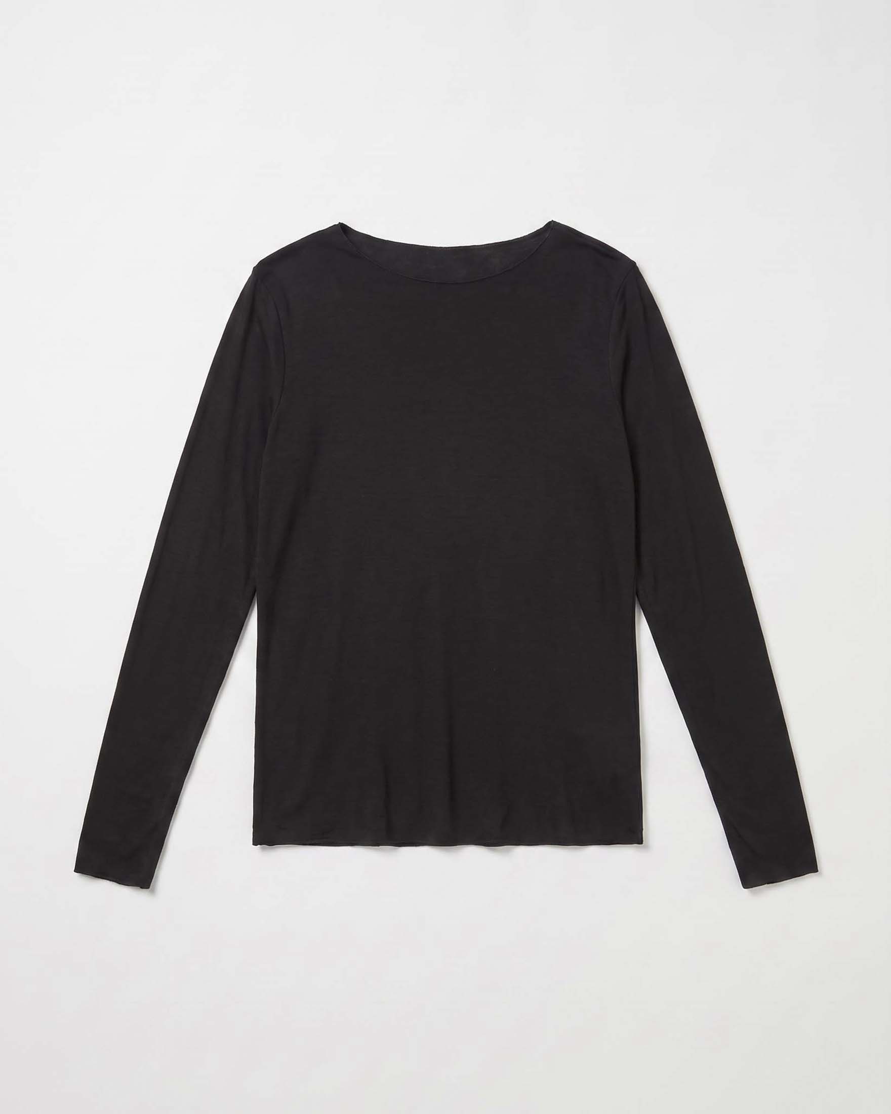 Maglia a maniche lunghe Intuition Paris nera in cashmere e modal stretch con scollo a barchetta