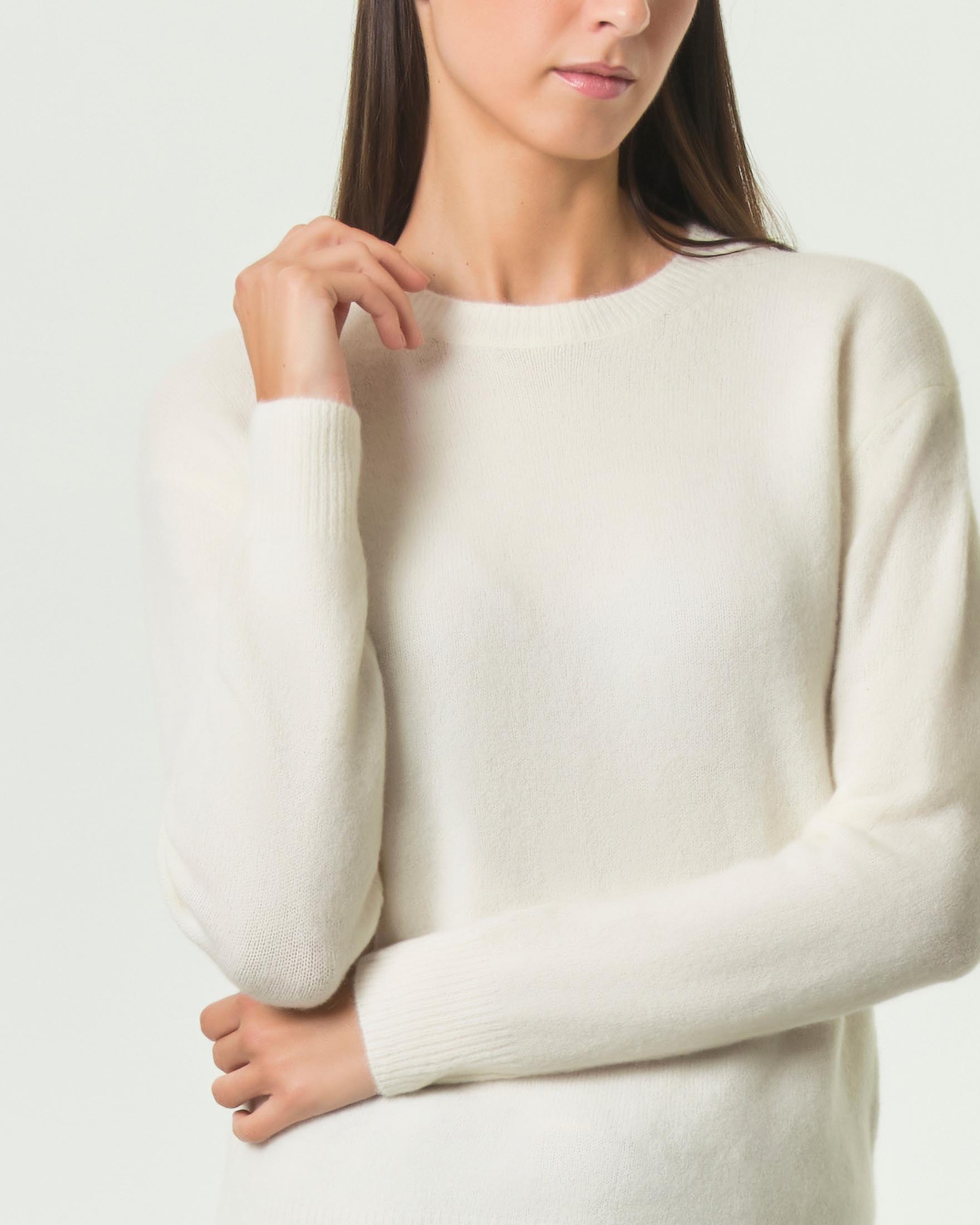 Maglia girocollo Flavie MC2 Saint Barth avorio in misto lana e alpaca con spalla scesa image