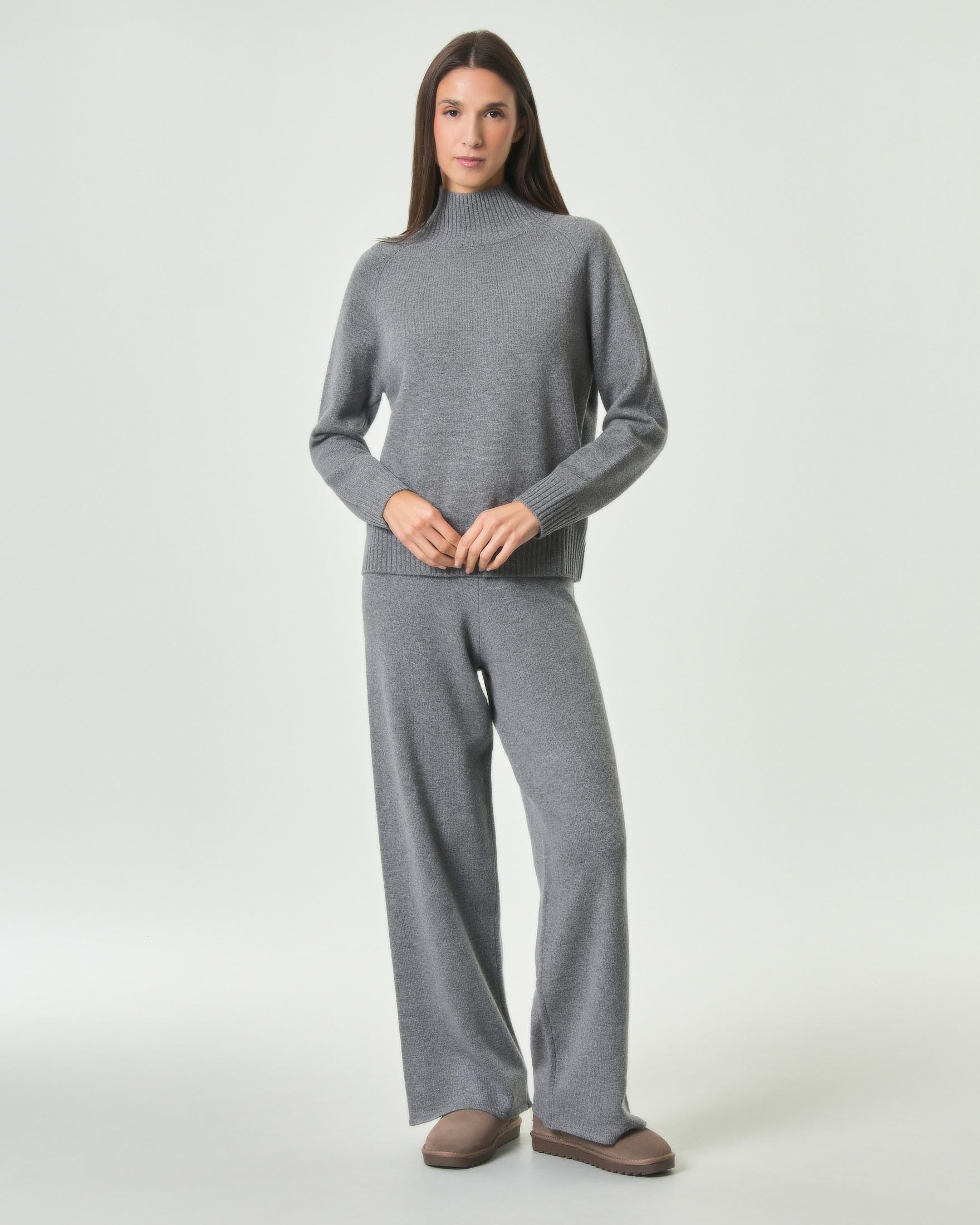 Maglia lupetto Flanny MC2 Saint Barth grigia in pura lana con maniche raglan e bordi a coste image