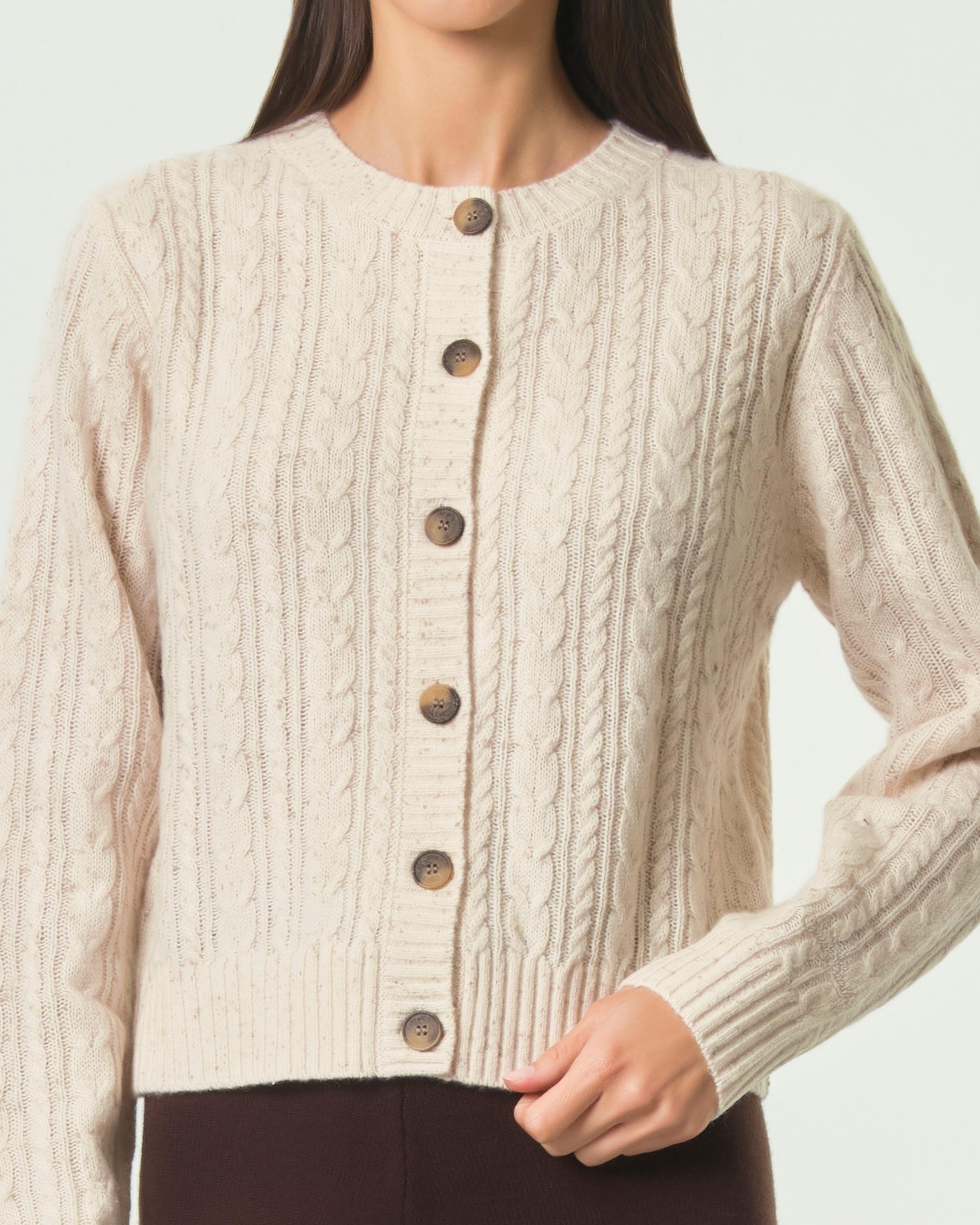 Cardigan Ursule MC2 Saint Barth avorio in misto lana Donegal a trecce image