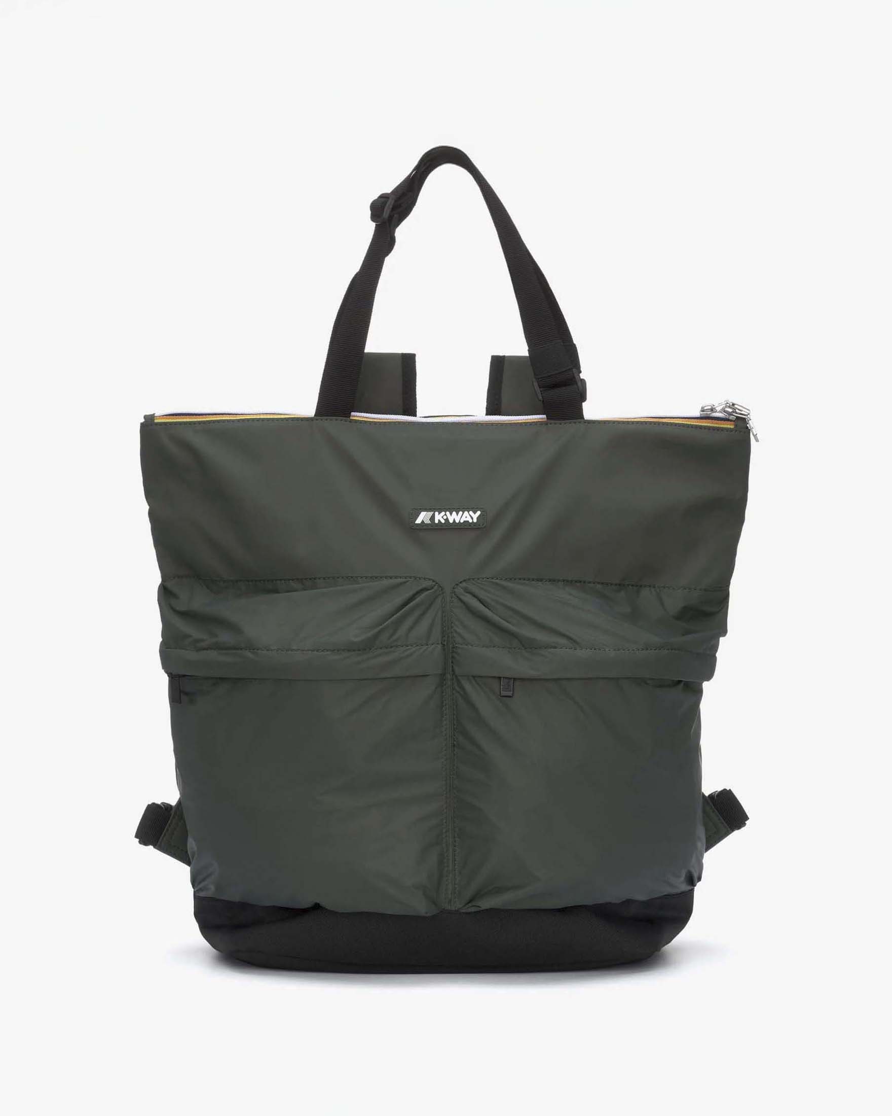 Borsa zaino K-Way verde militare Noam in nylon ripstop impermeabile