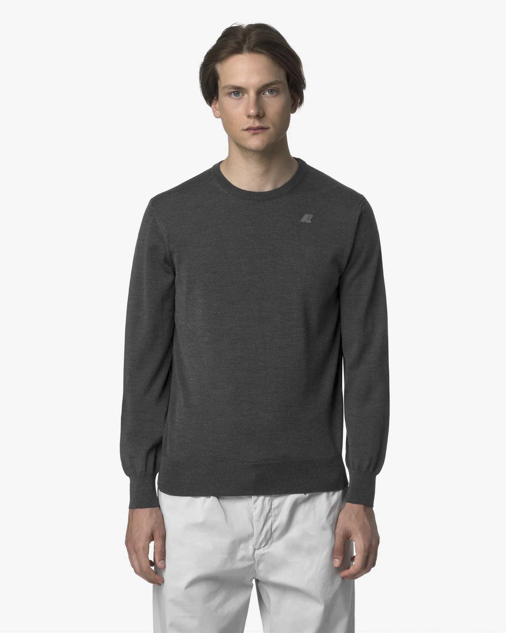 Maglione K-Way Sebastien grigio antracite in lana merino