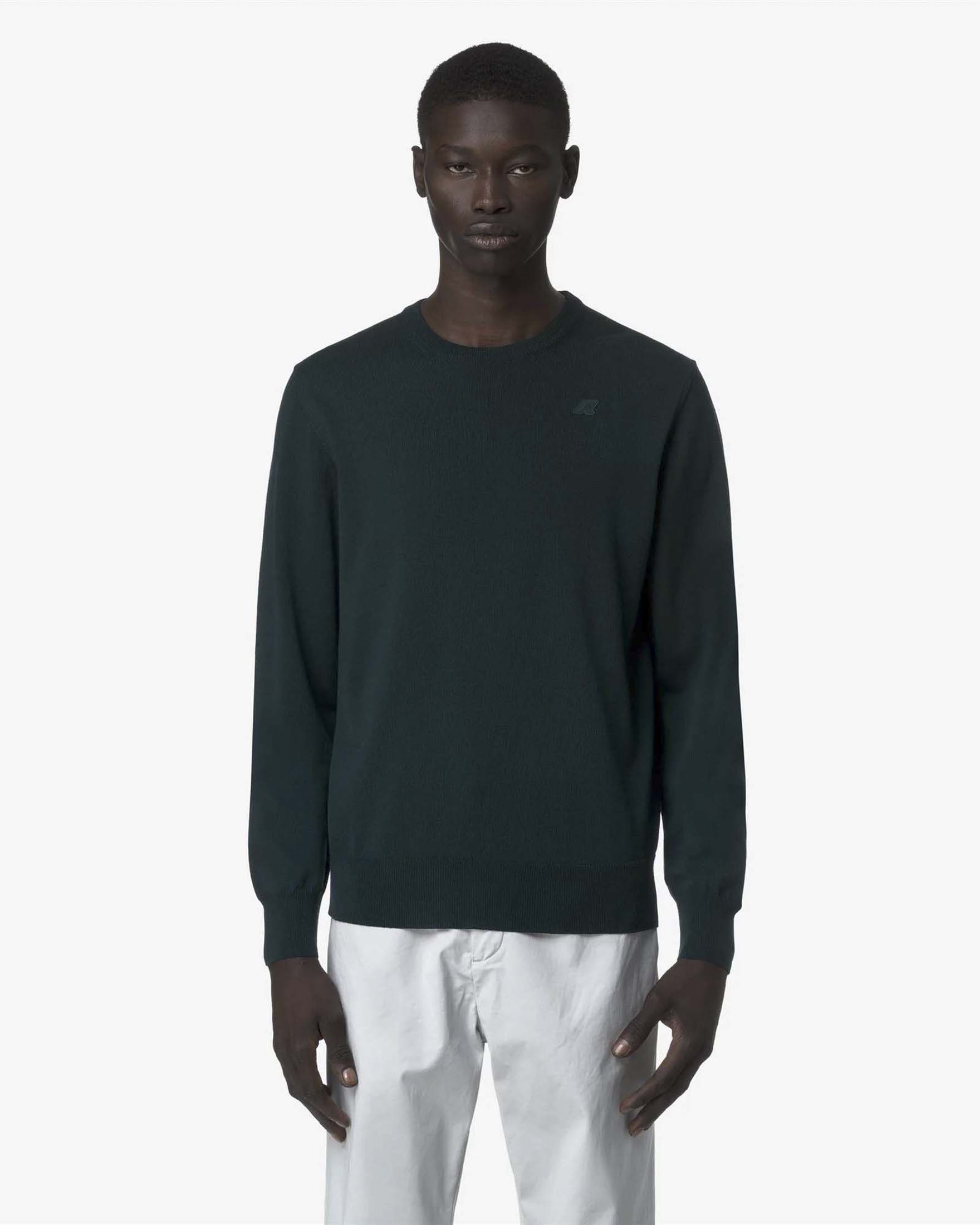 Maglione K-Way Sebastien verde scuro in lana merino