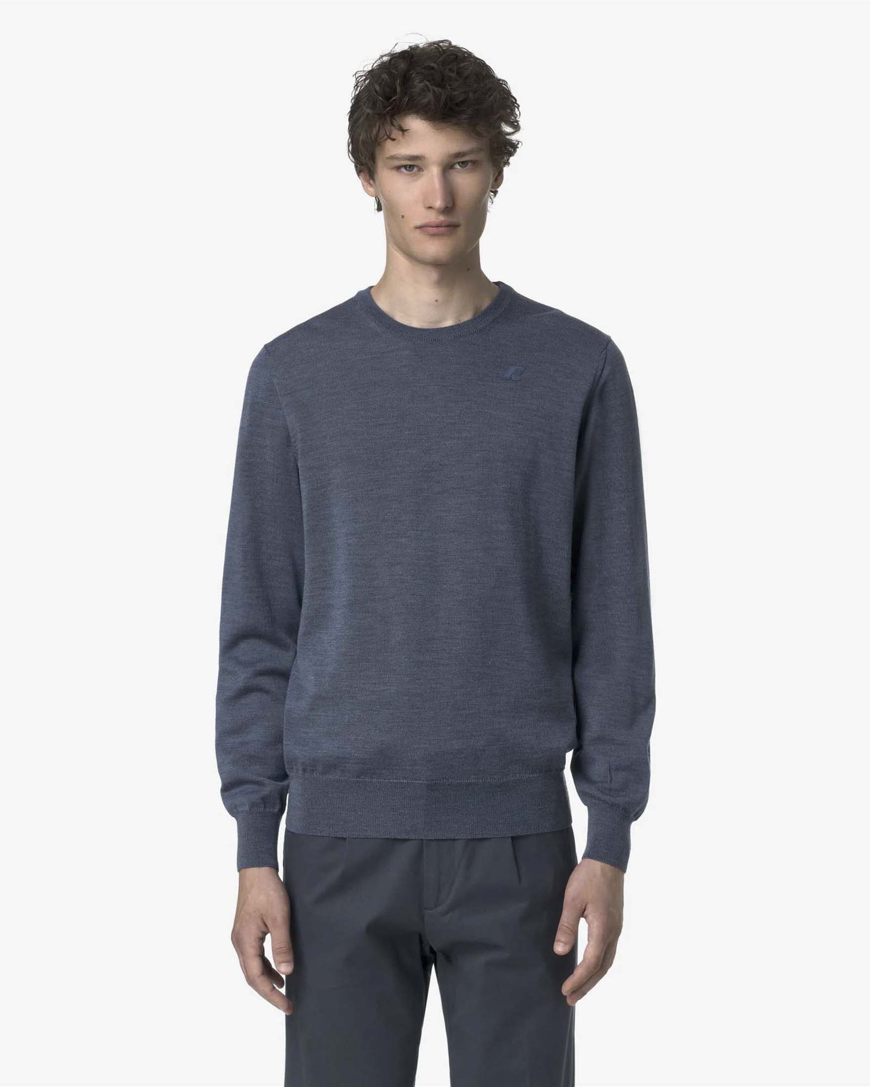 Maglione K-Way Sebastien blu indaco in lana merino