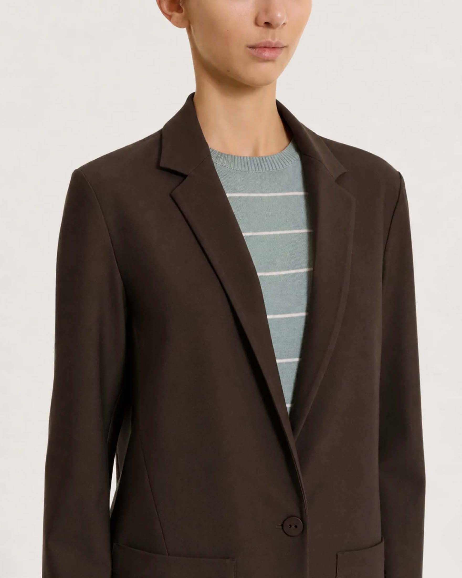 Blazer monopetto Ragno marrone in tessuto Compact con chiusura a un bottone image