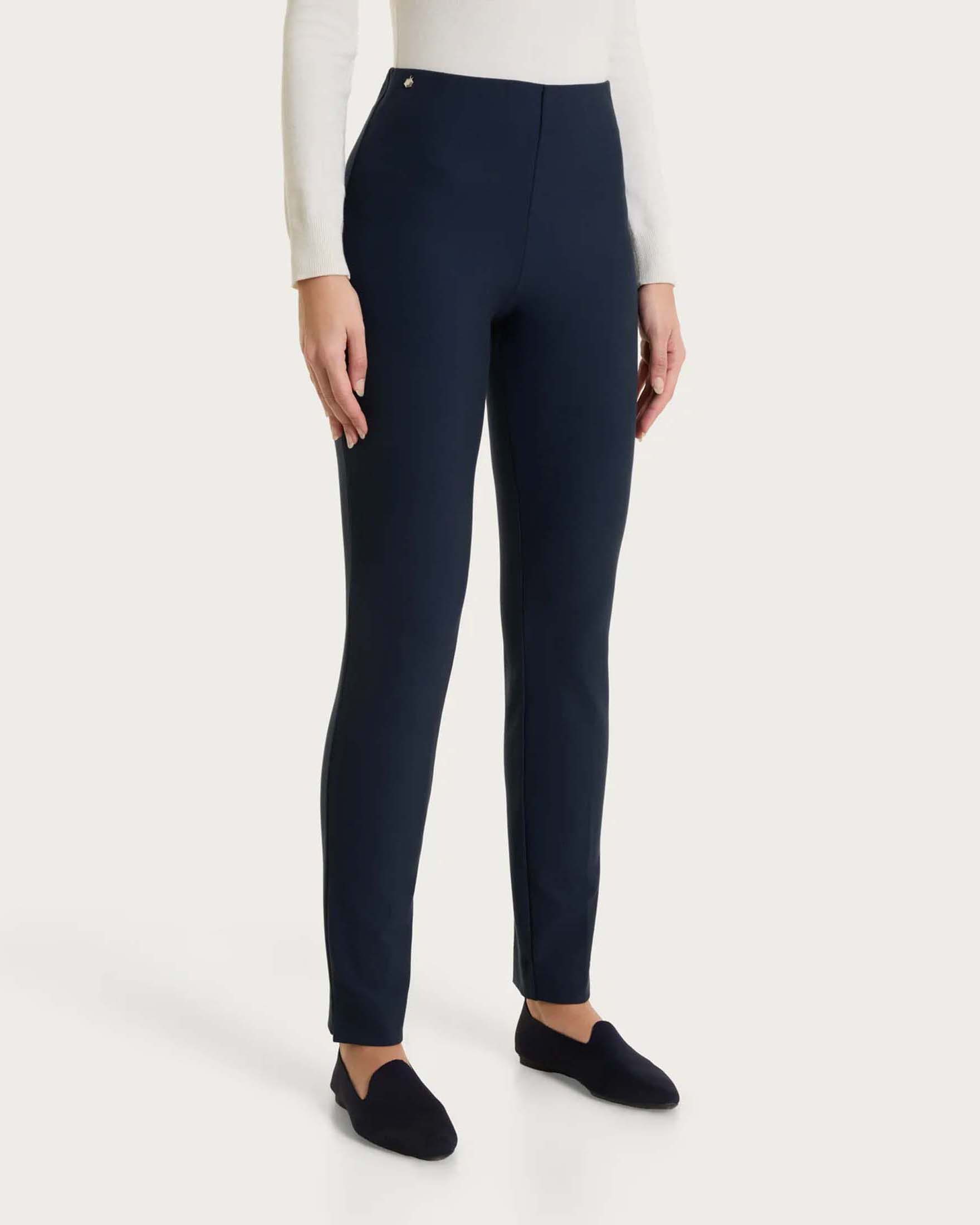 Pantaloni a sigaretta Ragno blu in tessuto Compact con vita elasticizzata