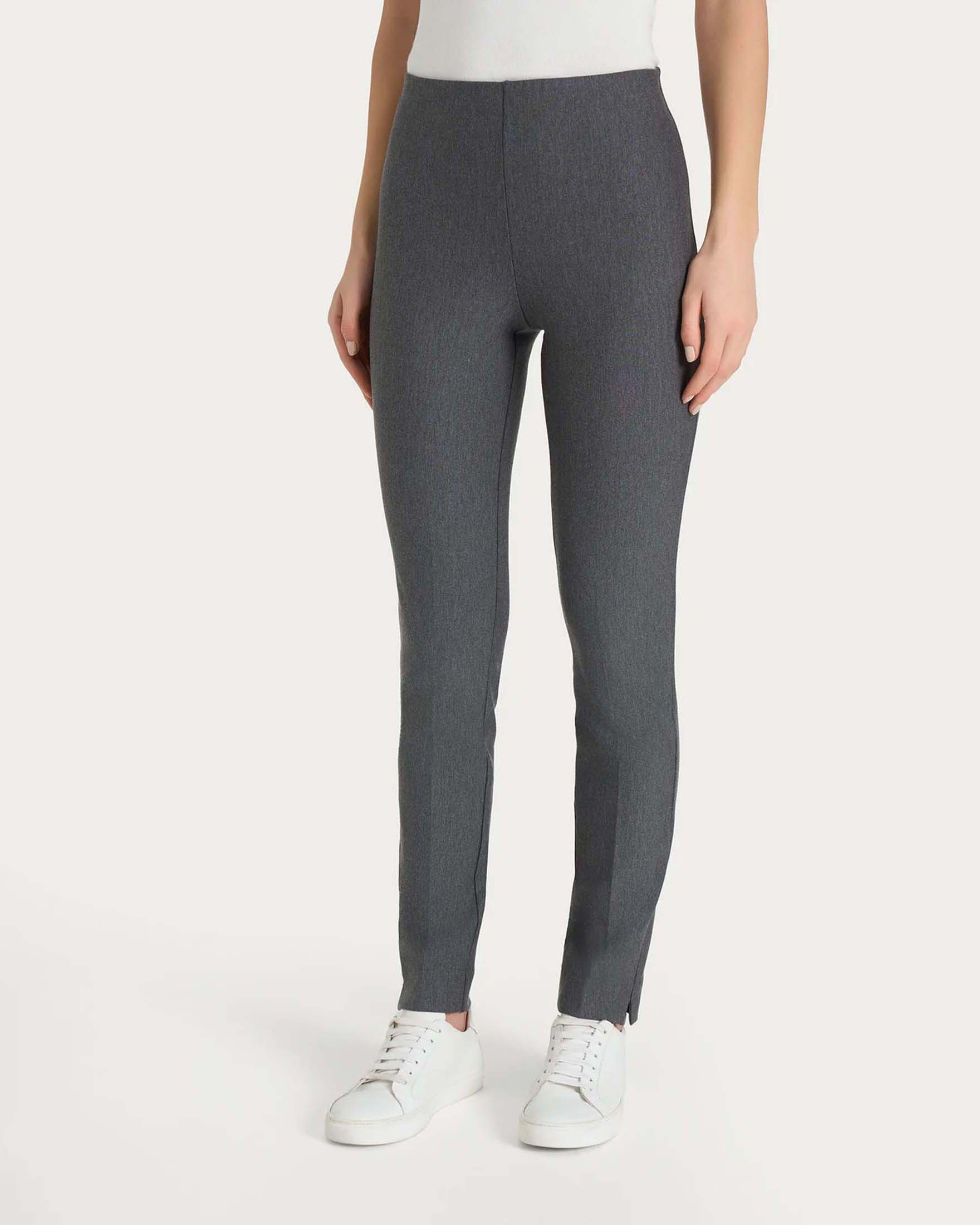 Pantaloni a sigaretta Ragno grigi in tessuto Compact con vita elasticizzata