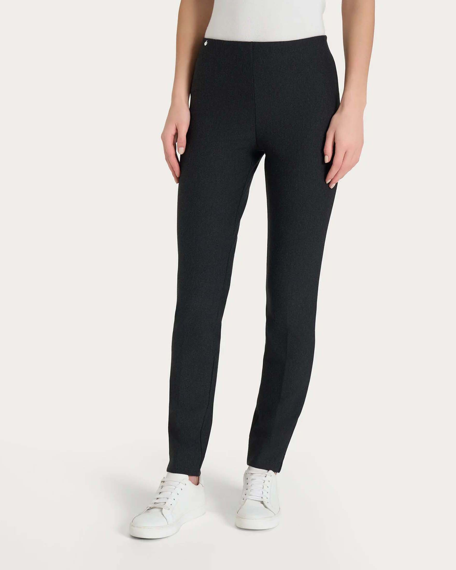 Pantaloni a sigaretta Ragno antracite in tessuto Compact con vita elasticizzata