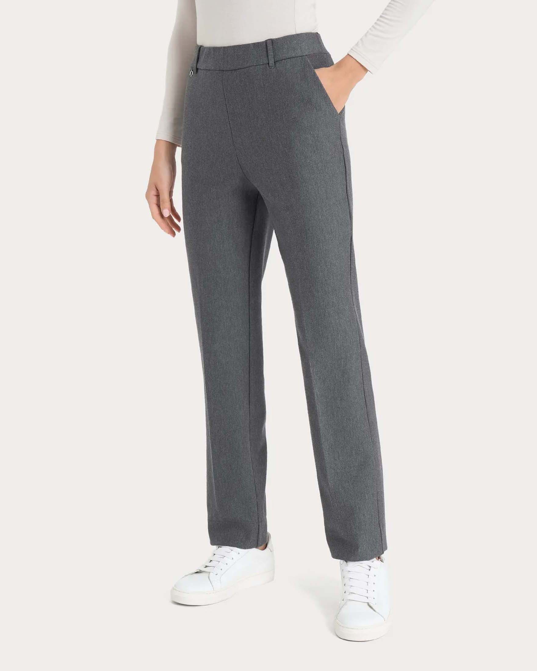 Pantaloni a gamba dritta Ragno grigi in tessuto Compact con vita elasticizzata