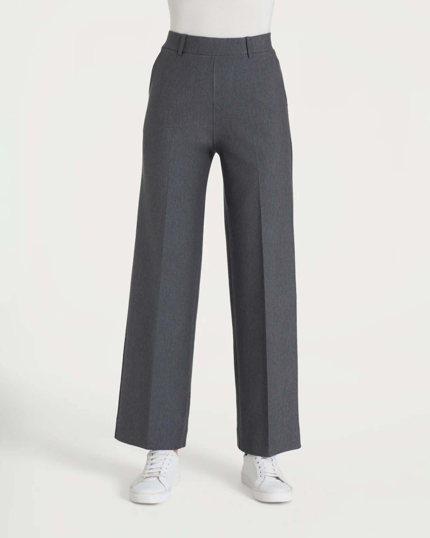 Pantaloni cropped Ragno grigi a gamba larga in tessuto Compact con vita elasticizzata
