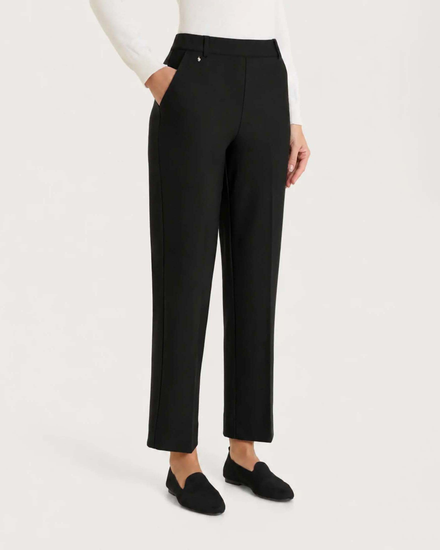 Pantaloni flare alla caviglia Ragno neri in tessuto Compact con vita elasticizzata