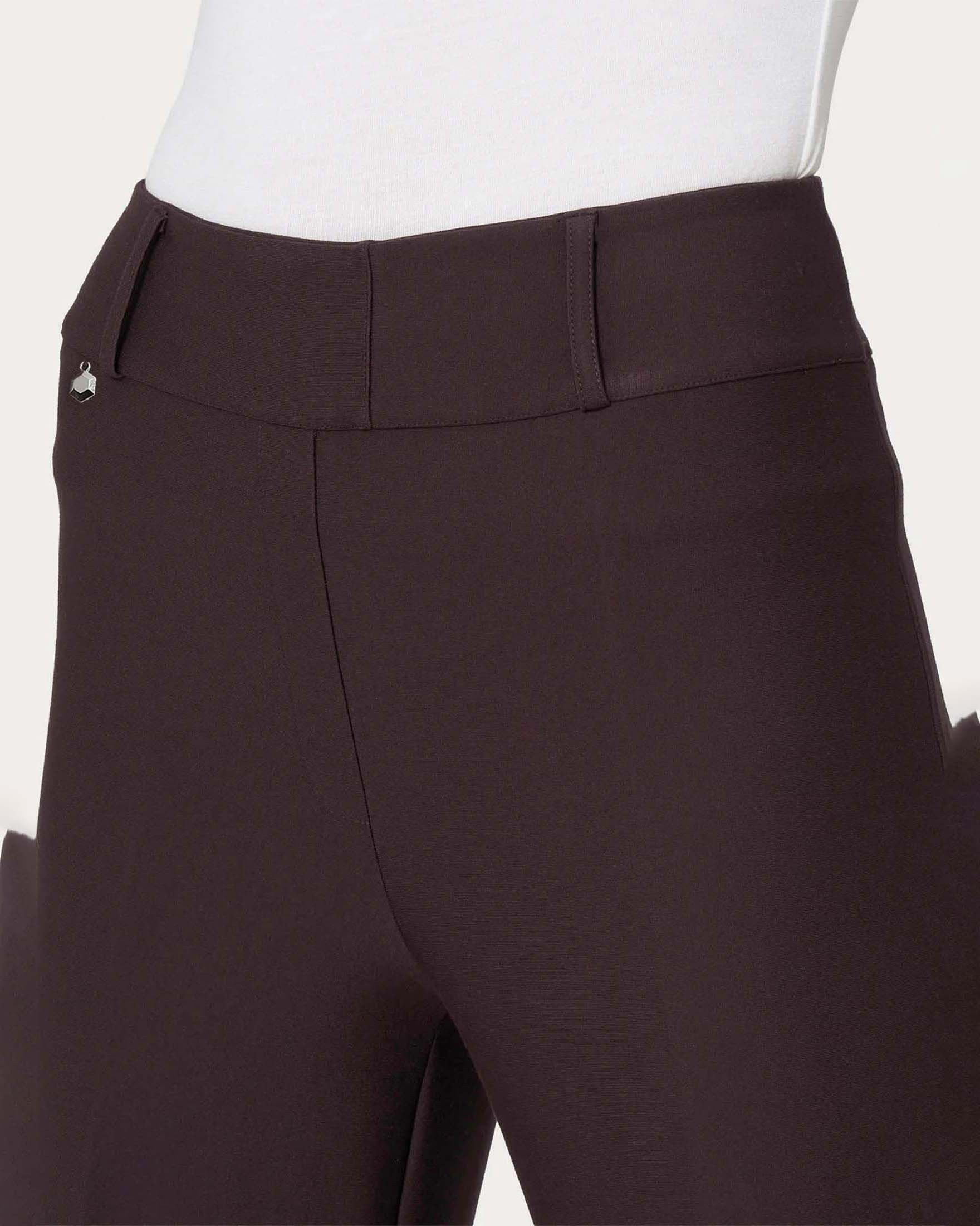 Pantaloni a carota Ragno marroni cropped in tessuto Compact con vita elasticizzata image