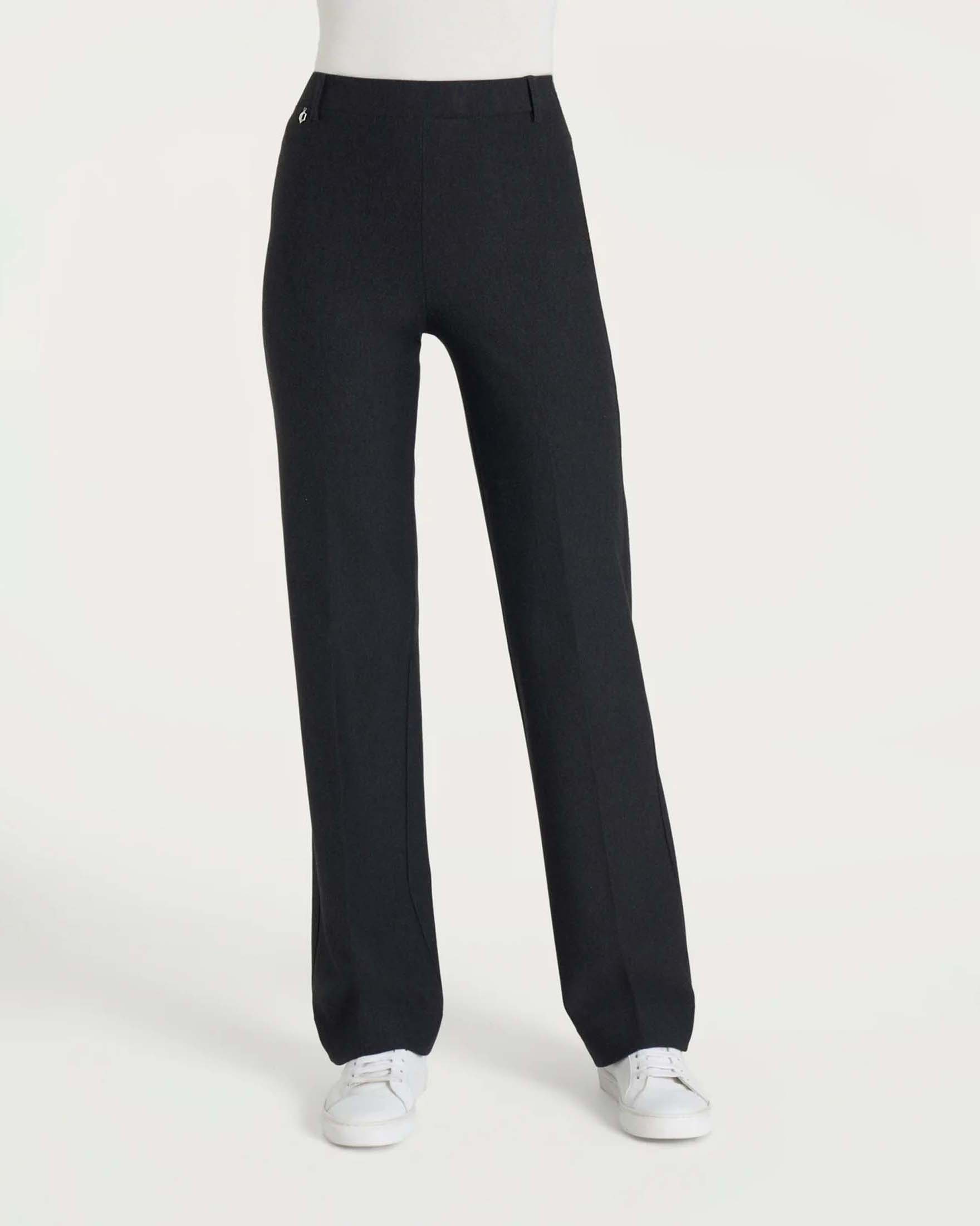 Pantaloni wide leg Ragno antracite in tessuto Compact con vita elasticizzata