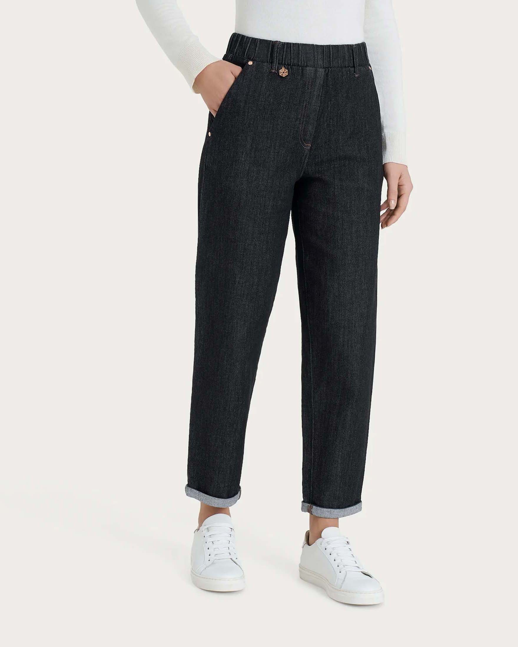 Jeans a carota Ragno grigi in 4 Seasons Denim con vita elasticizzata