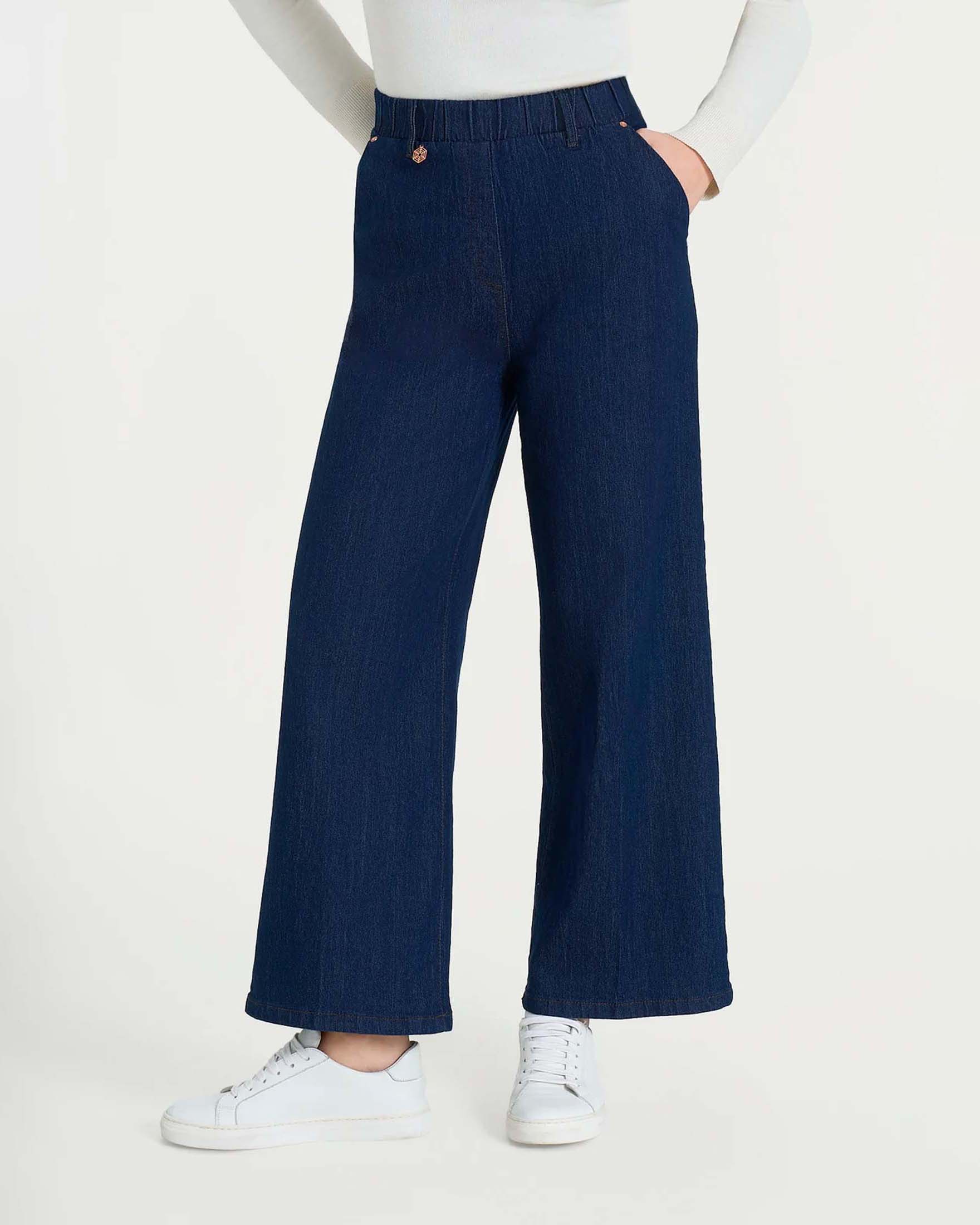 Jeans cropped Ragno blu a gamba larga in 4 Seasons Denim