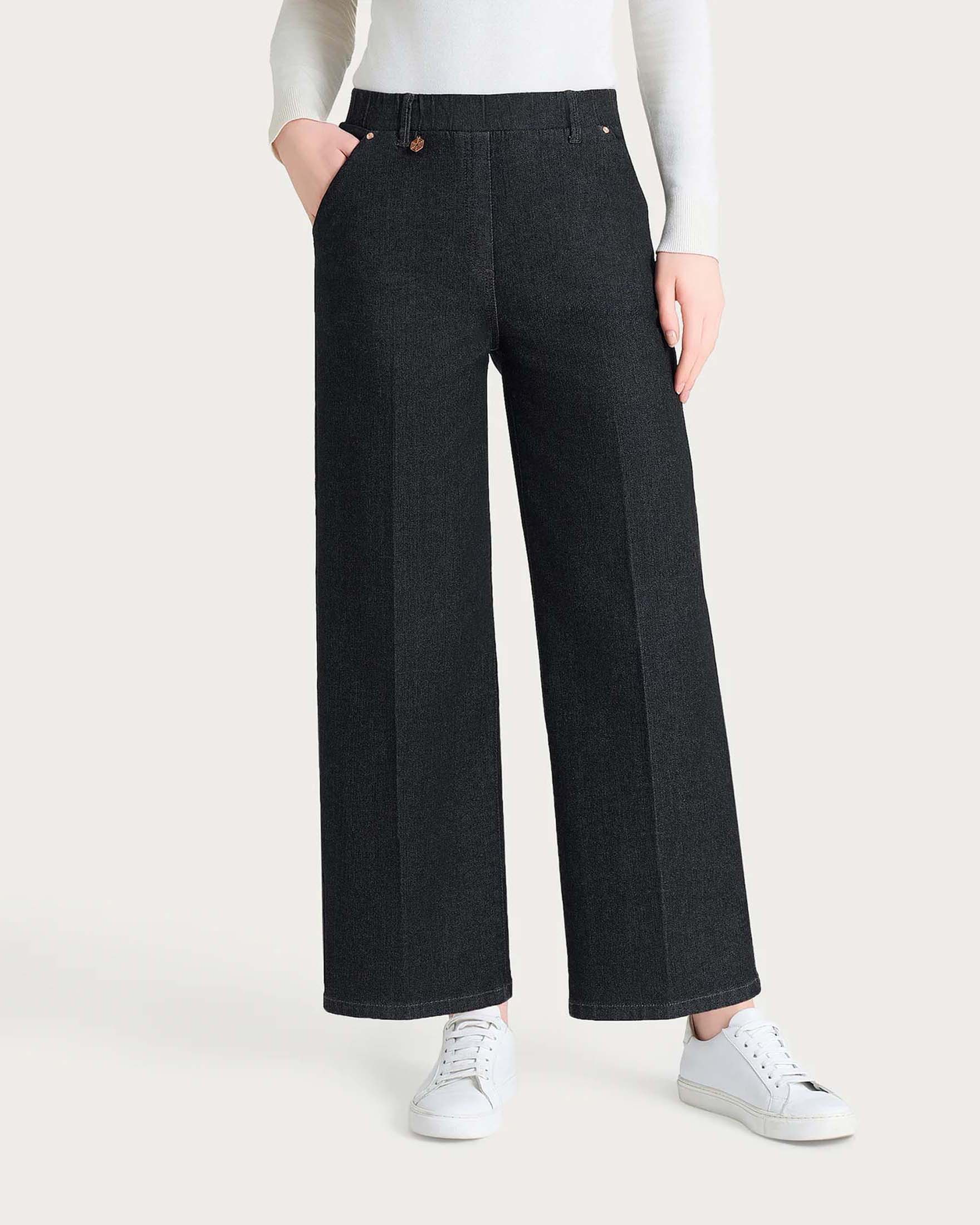 Jeans cropped wide leg Ragno antracite in Heritage Denim elasticizzato