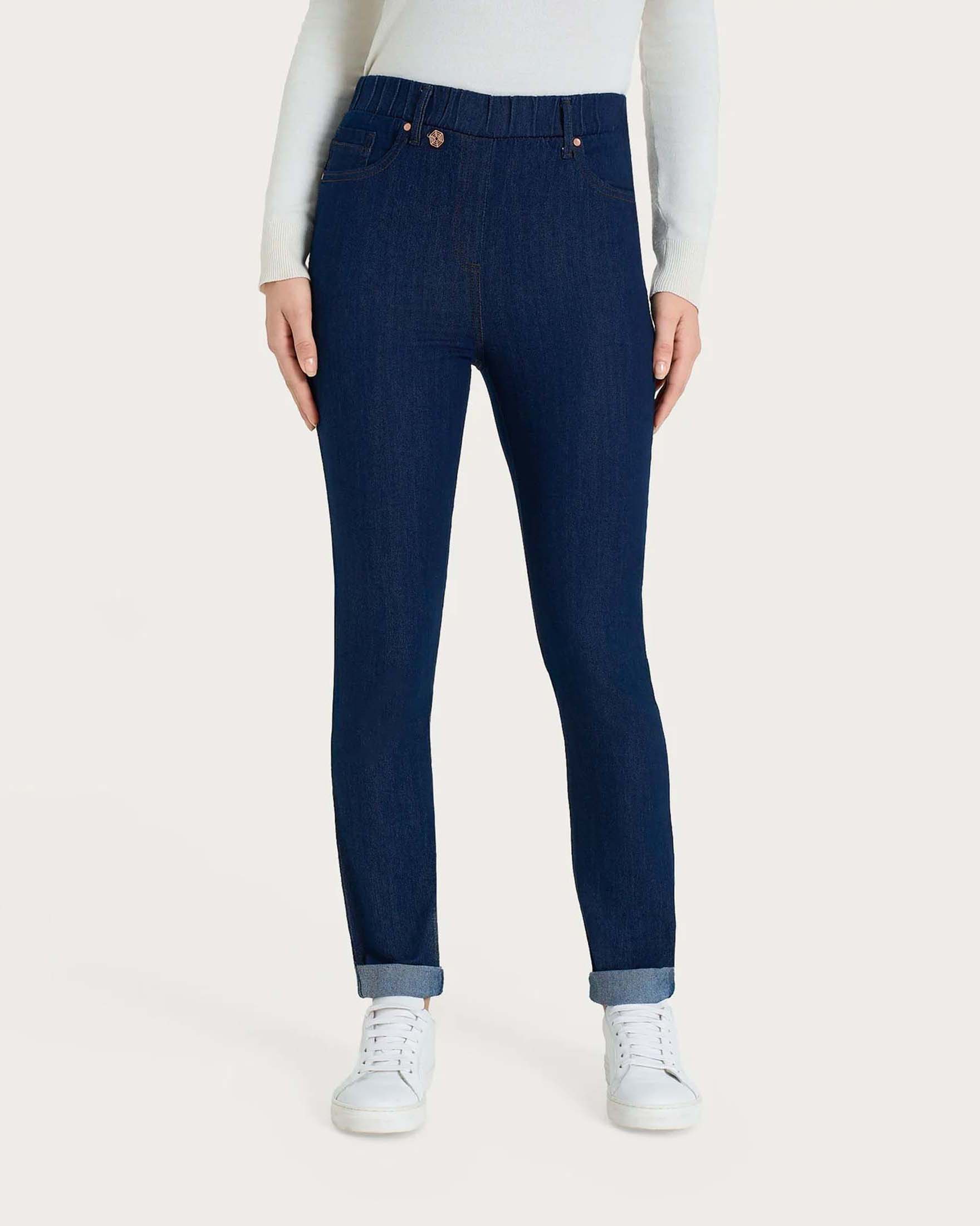 Jeans skinny cinque tasche Ragno blu in 4 Seasons Denim con vita elasticizzata