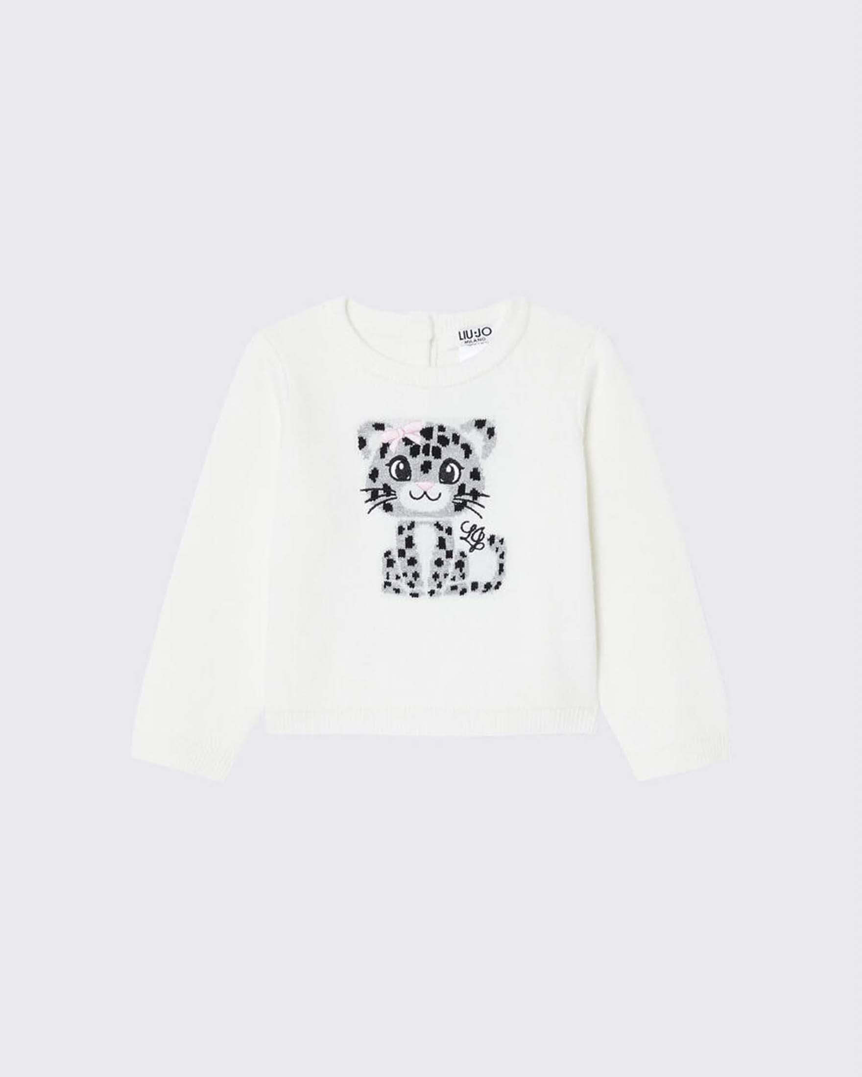 Maglioncino color panna Liu Jo in misto viscosa con tigre tricot
