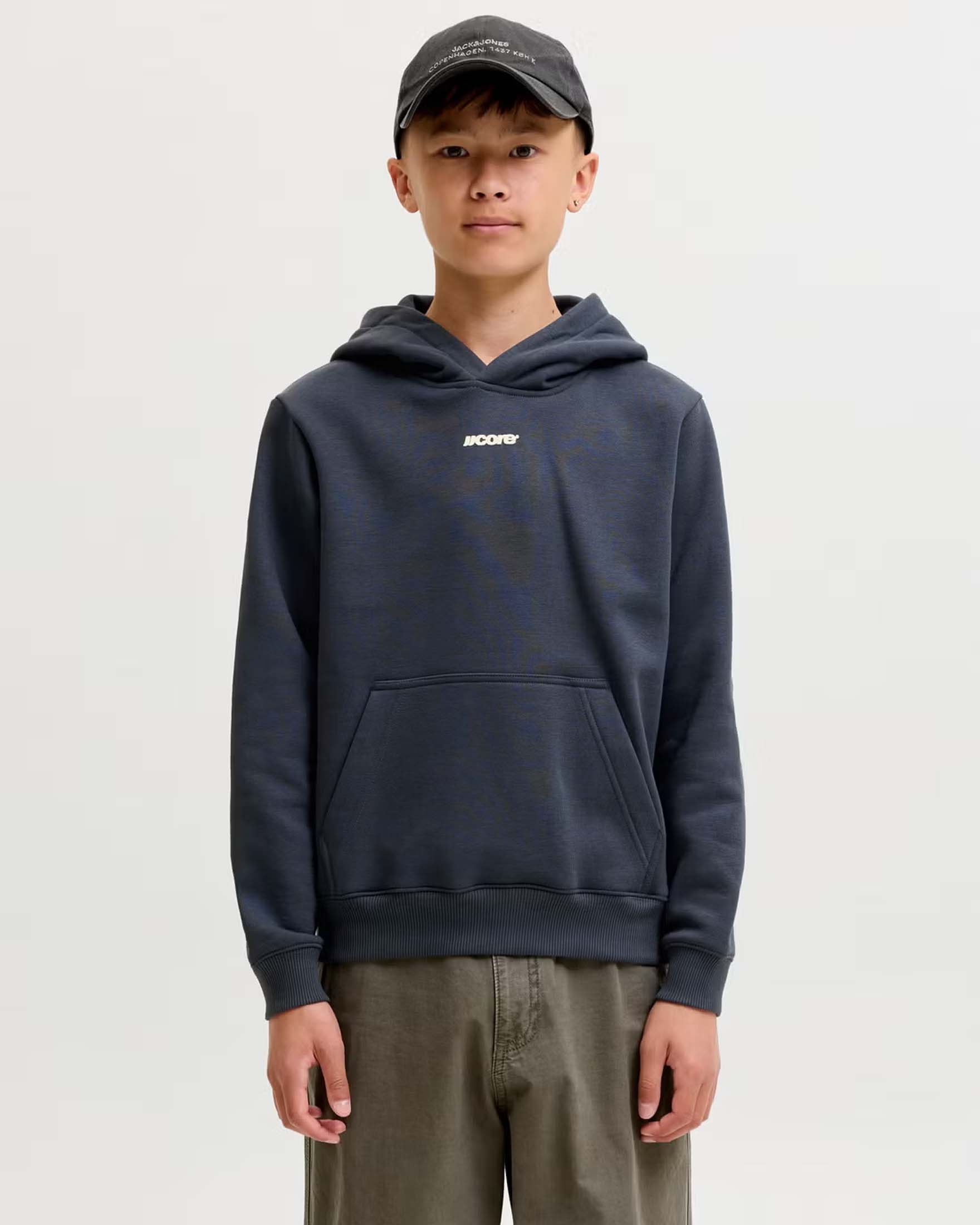 Felpa blu Jack & Jones in misto cotone con stampa sul retro