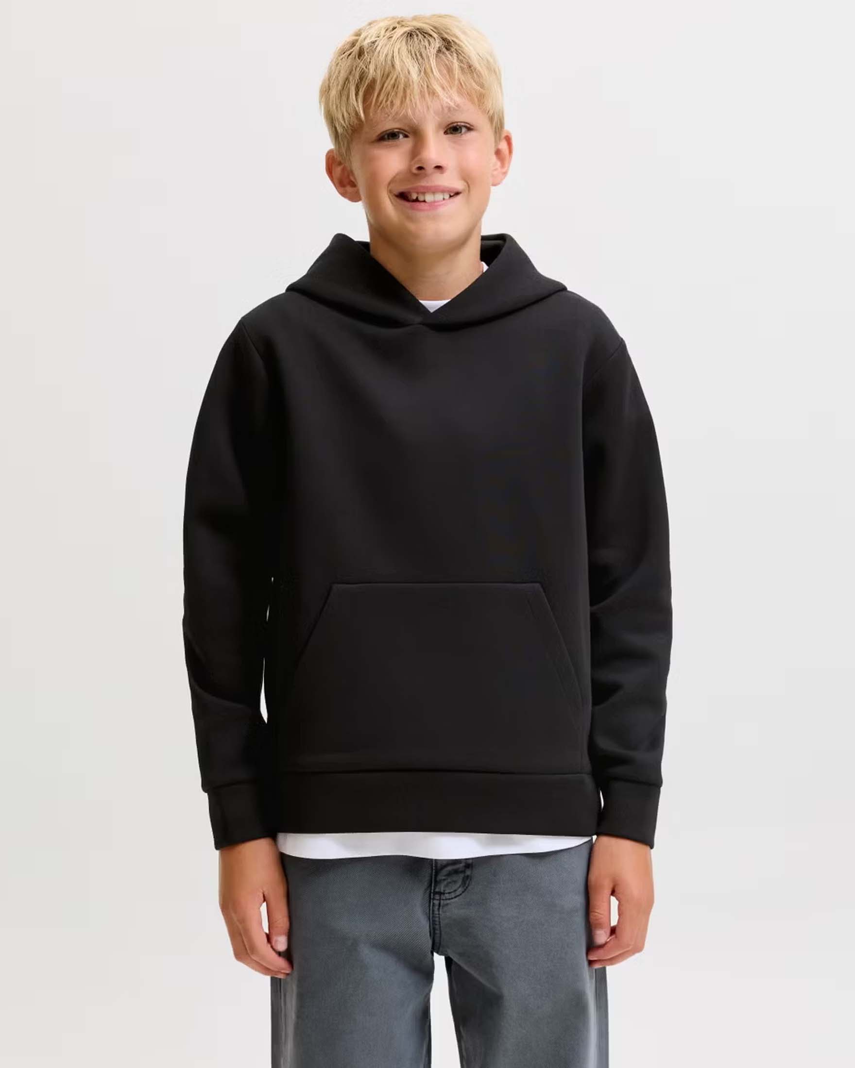 Felpa nera Jack & Jones in scuba con cappuccio