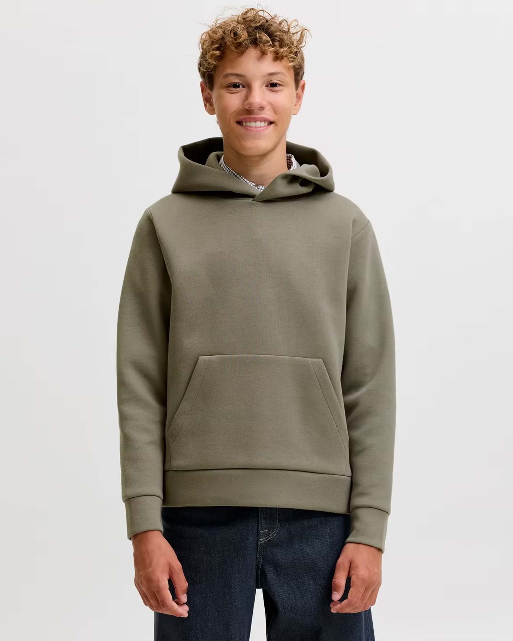 Felpa verde salvia Jack & Jones in scuba con cappuccio