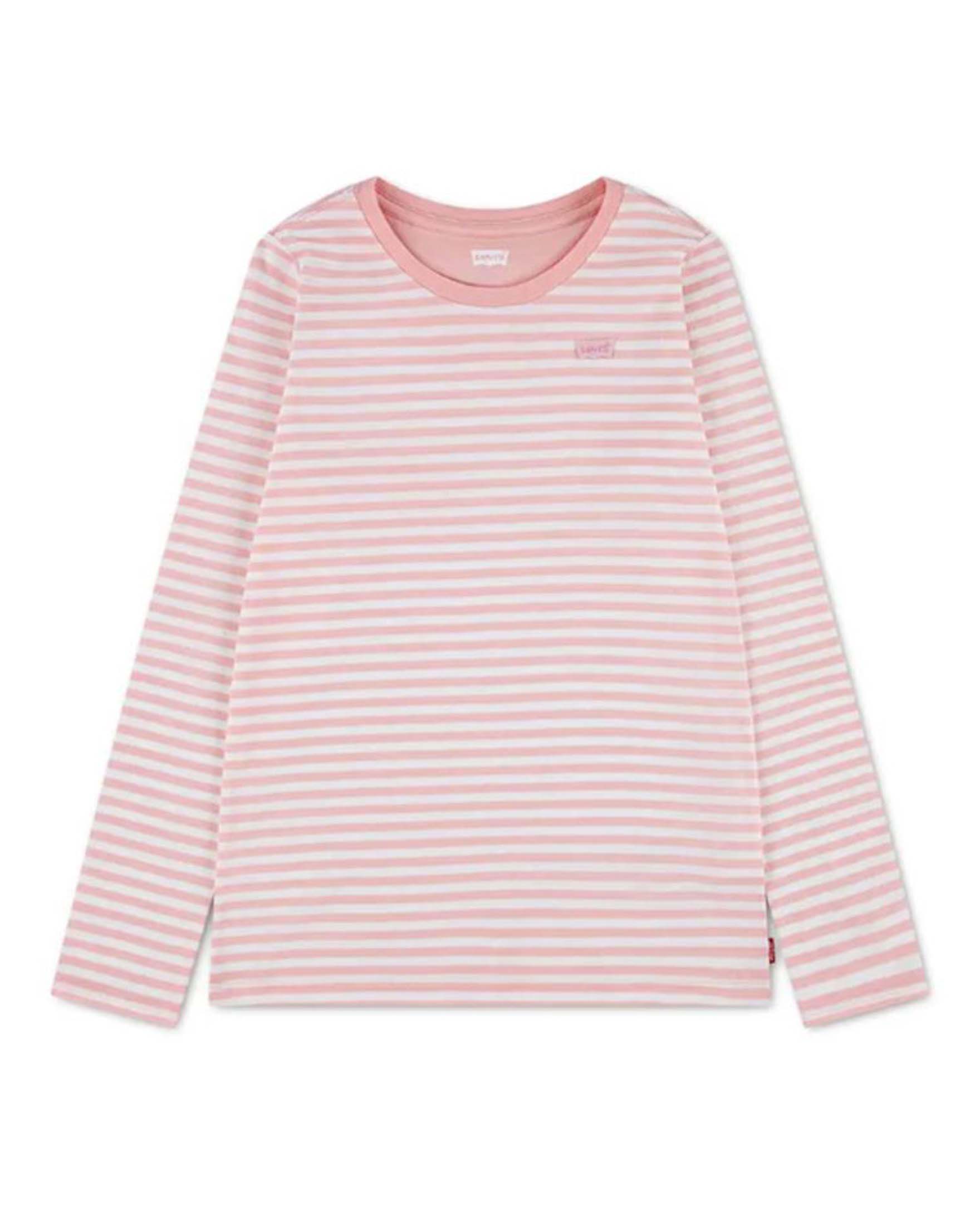 T-shirt a righe Levi's bianca e rosa a maniche lunghe