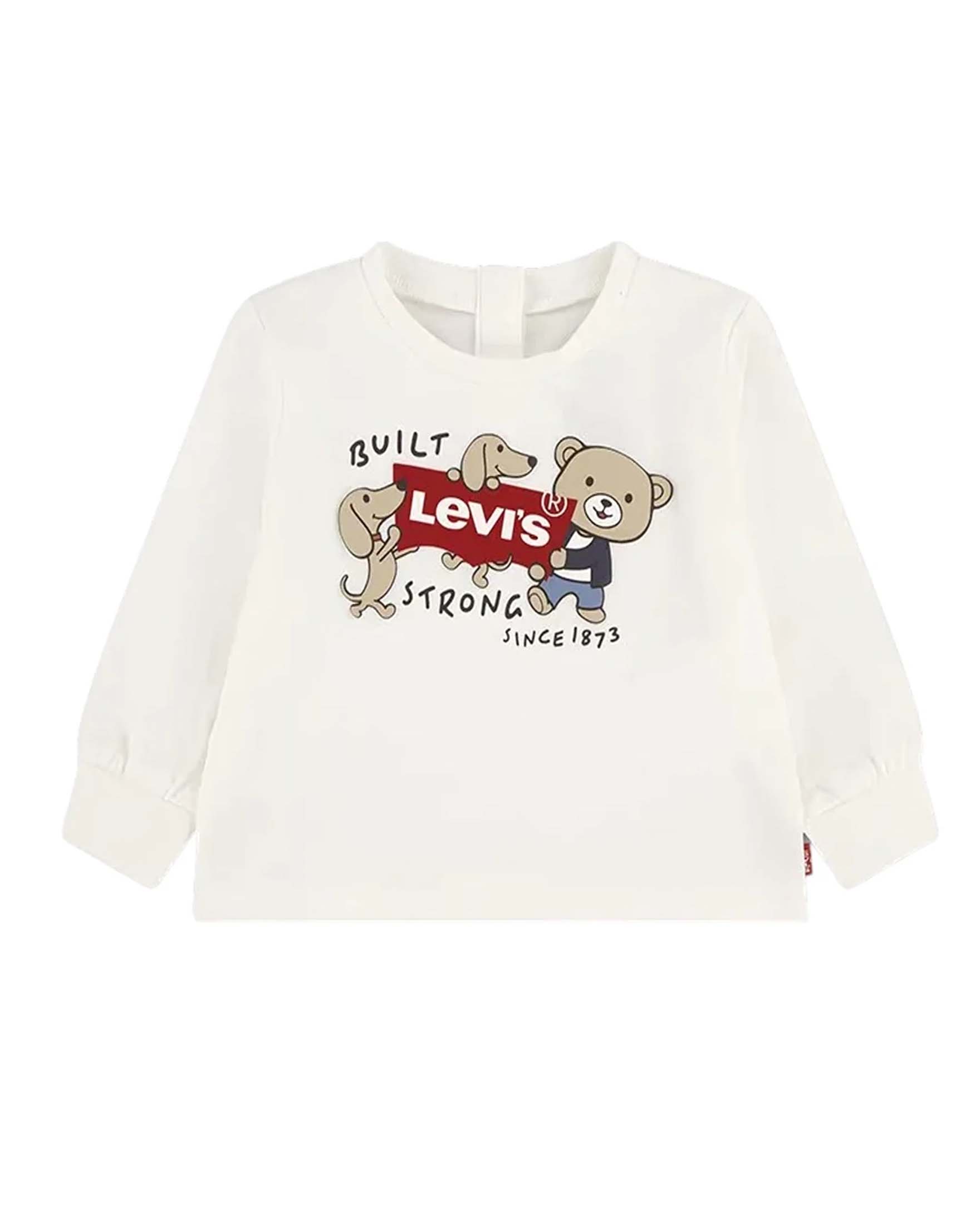 T-shirt bianca Levi's a maniche lunghe con stampa cagnolini