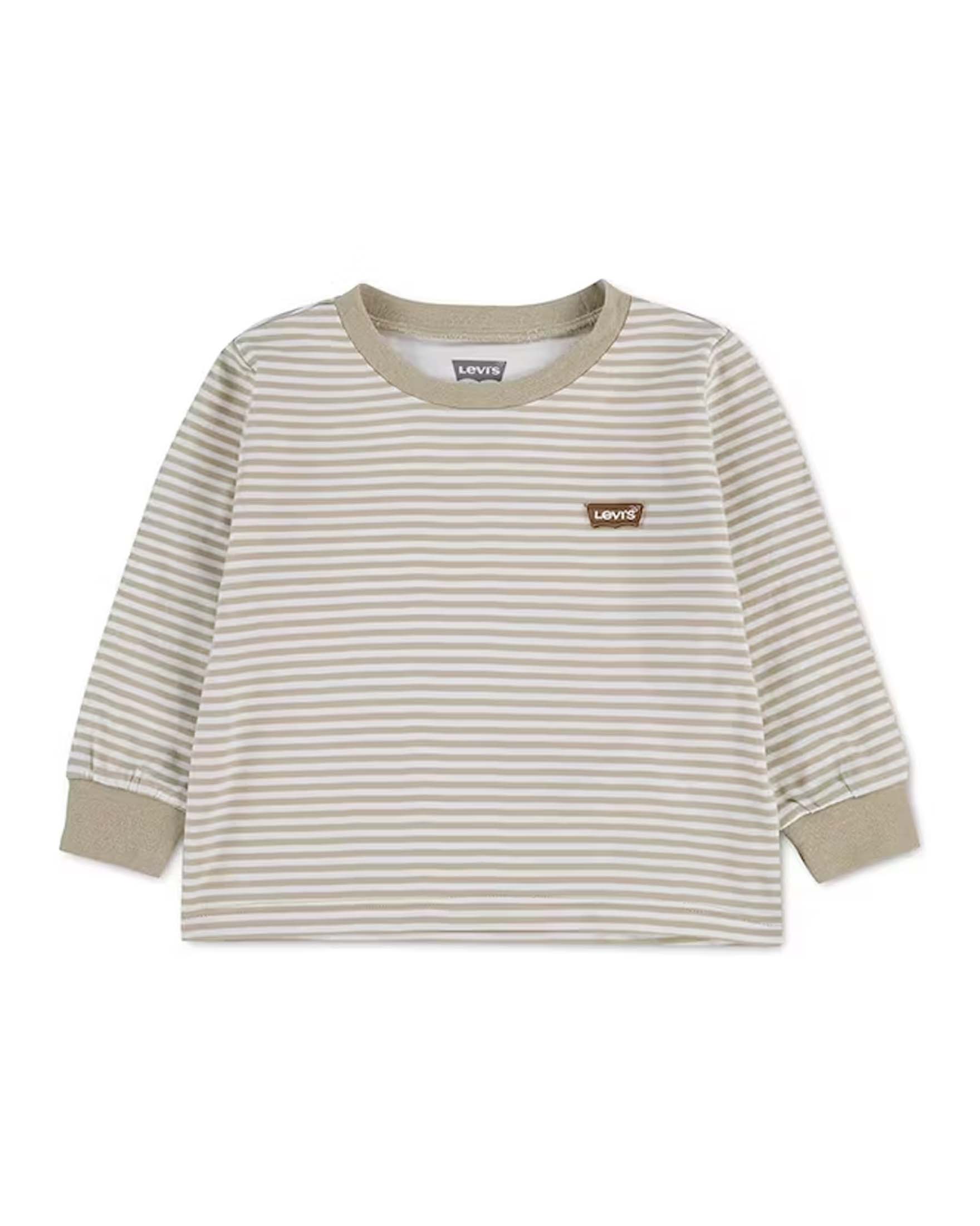 T-shirt a righe Levi's bianca e beige a maniche lunghe