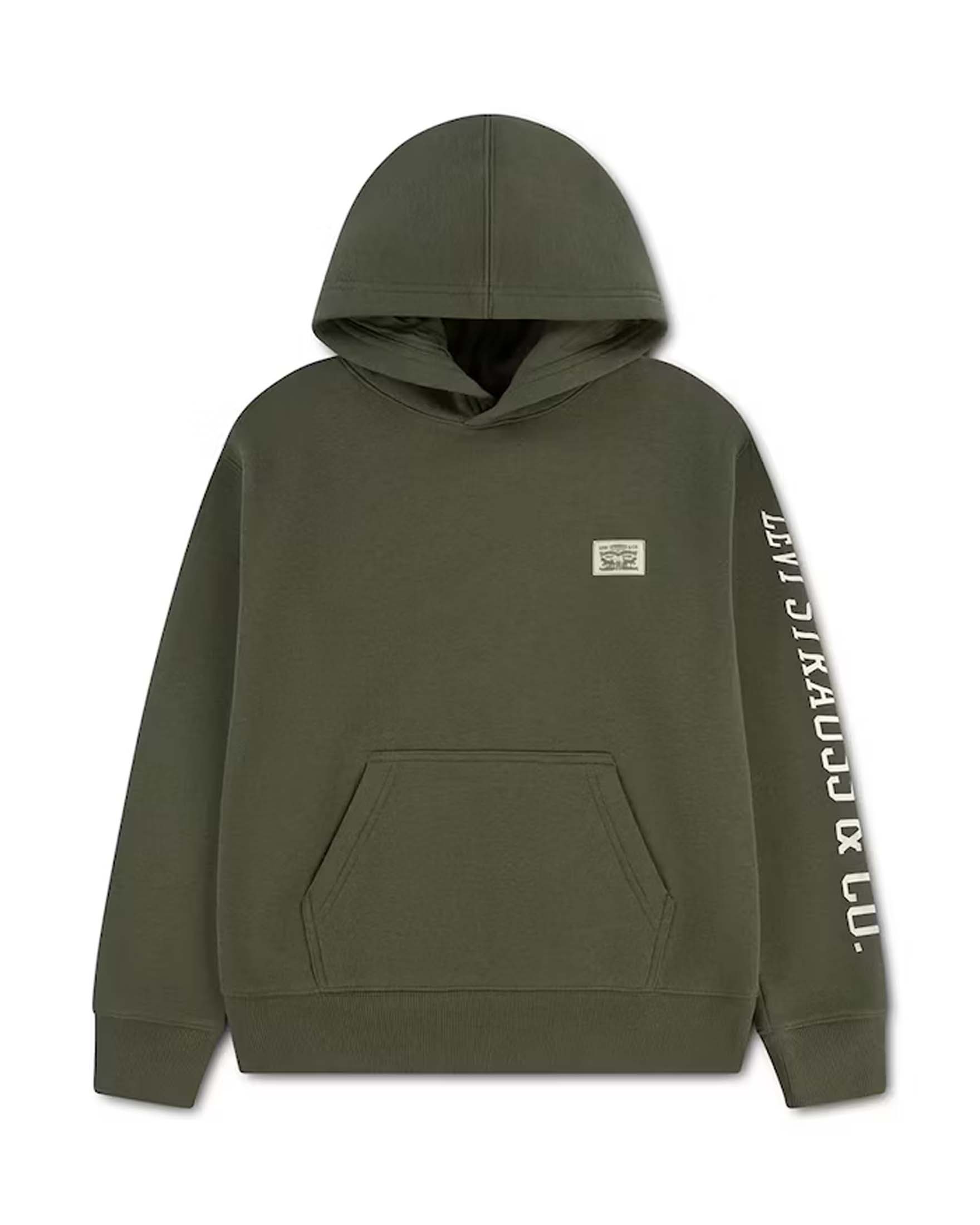 Felpa verde militare Levi's in cotone stretch cappuccio e stampa bianca