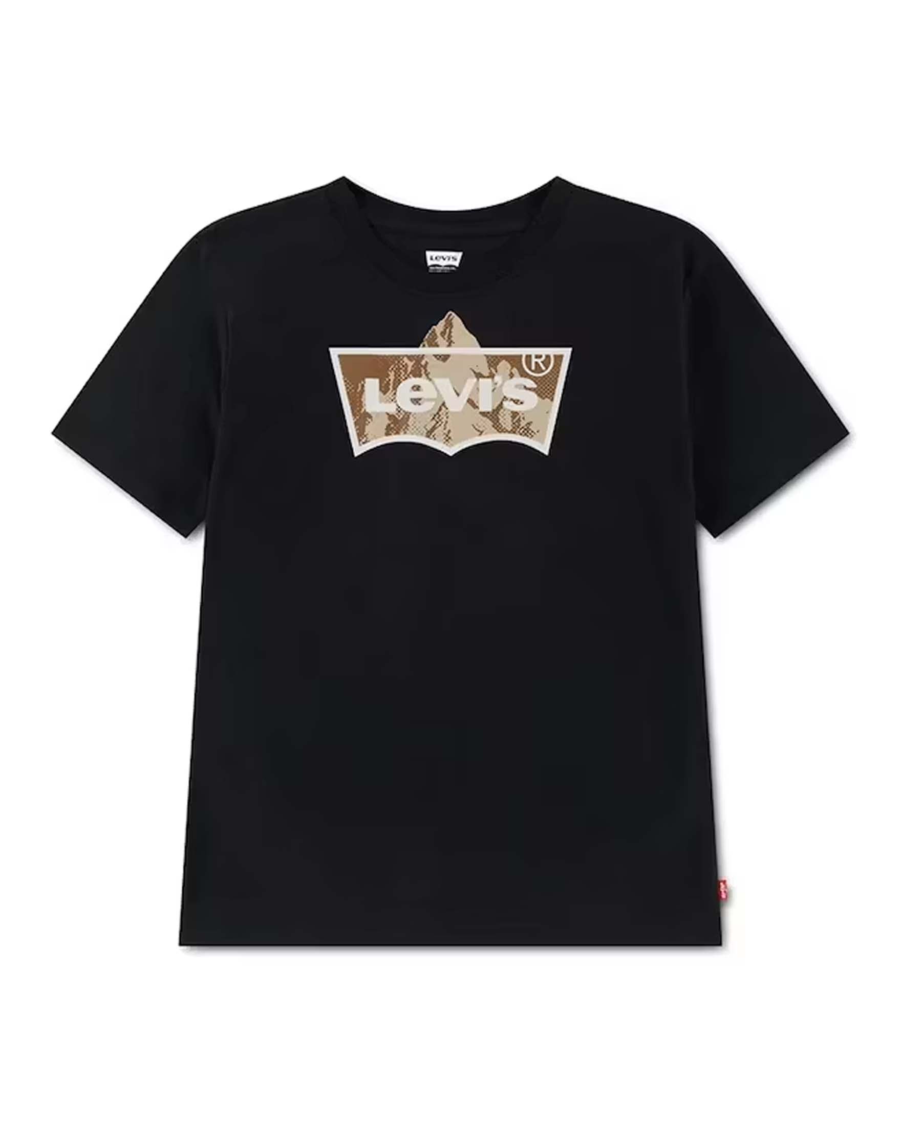 T-shirt nera Levi's con logo batwing con montagna