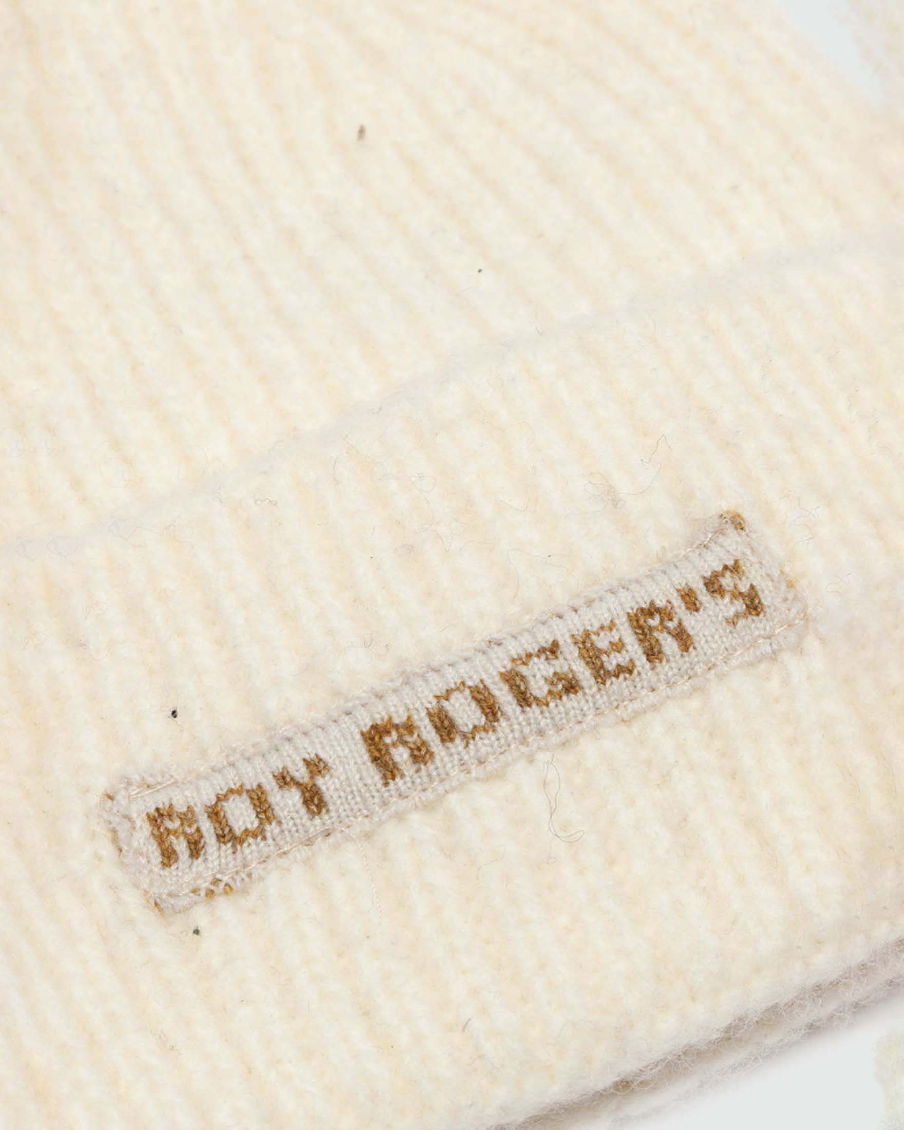 Berretto beanie Roy Roger's color burro in misto lana a coste con logo jacquard image
