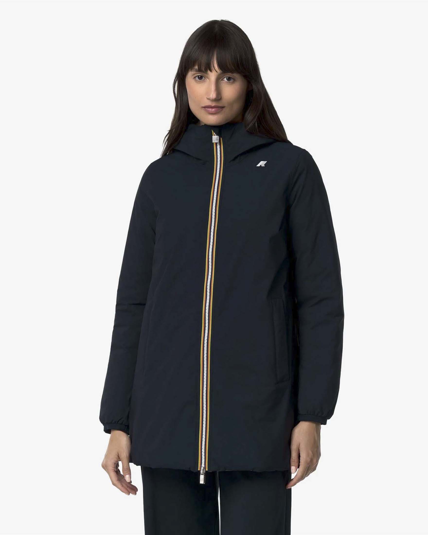Giacca reversibile Sophie K-way militare e bordeaux in piuma impermeabile con cappuccio