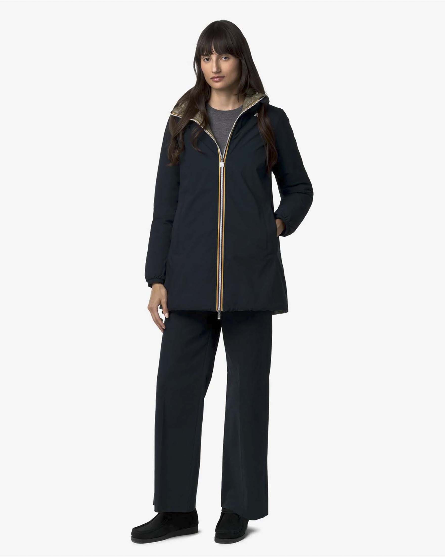 Giacca reversibile Sophie K-way militare e bordeaux in piuma impermeabile con cappuccio image