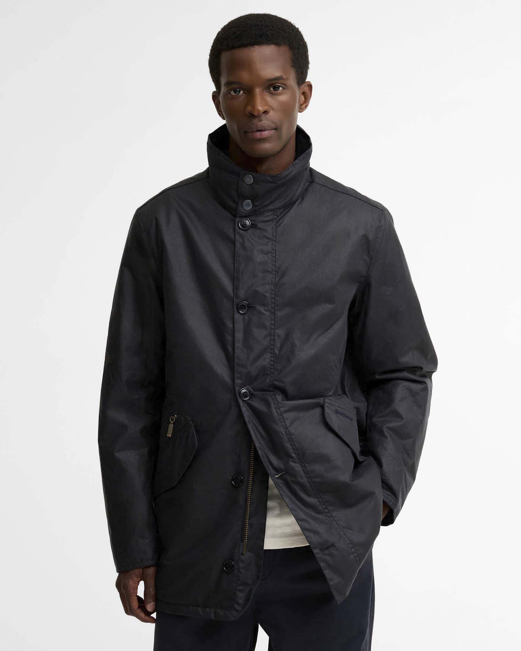 Giaccone Barbour blu navy Modern Powell in cotone cerato image