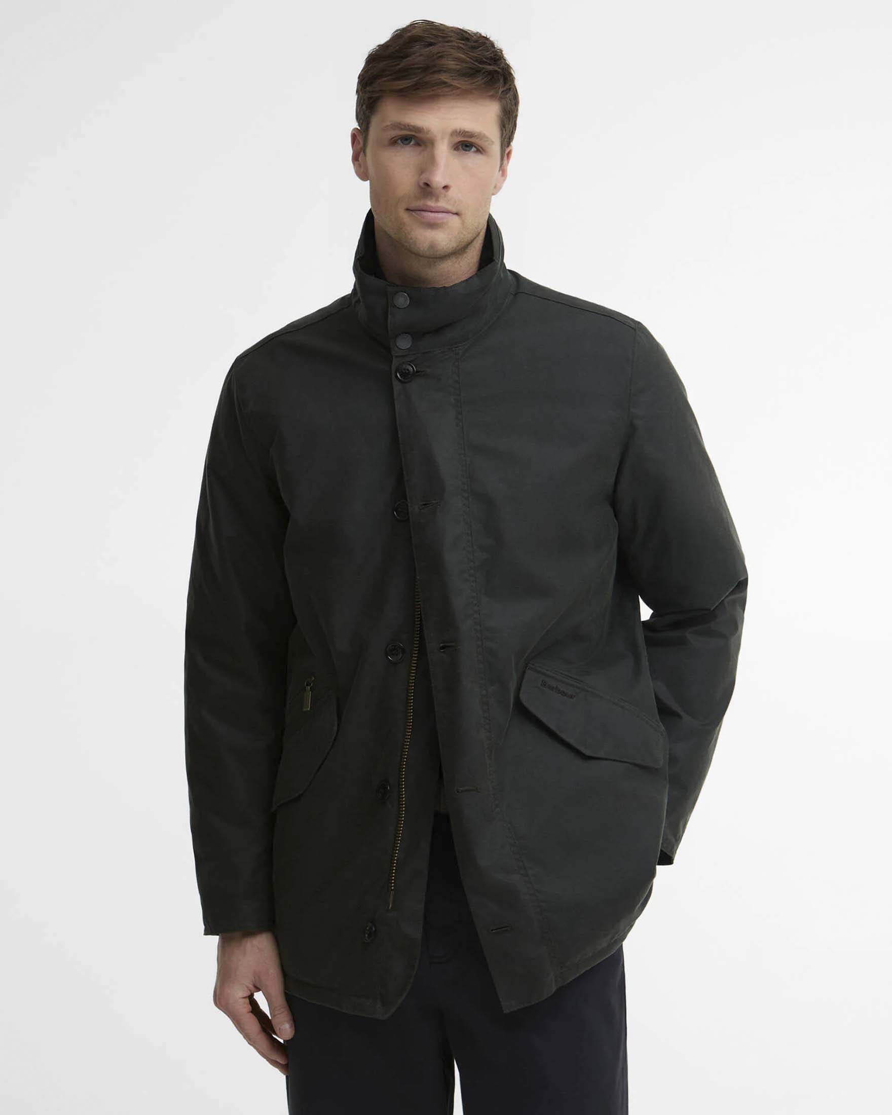 Giaccone Barbour verde militare Modern Powell in cotone cerato image