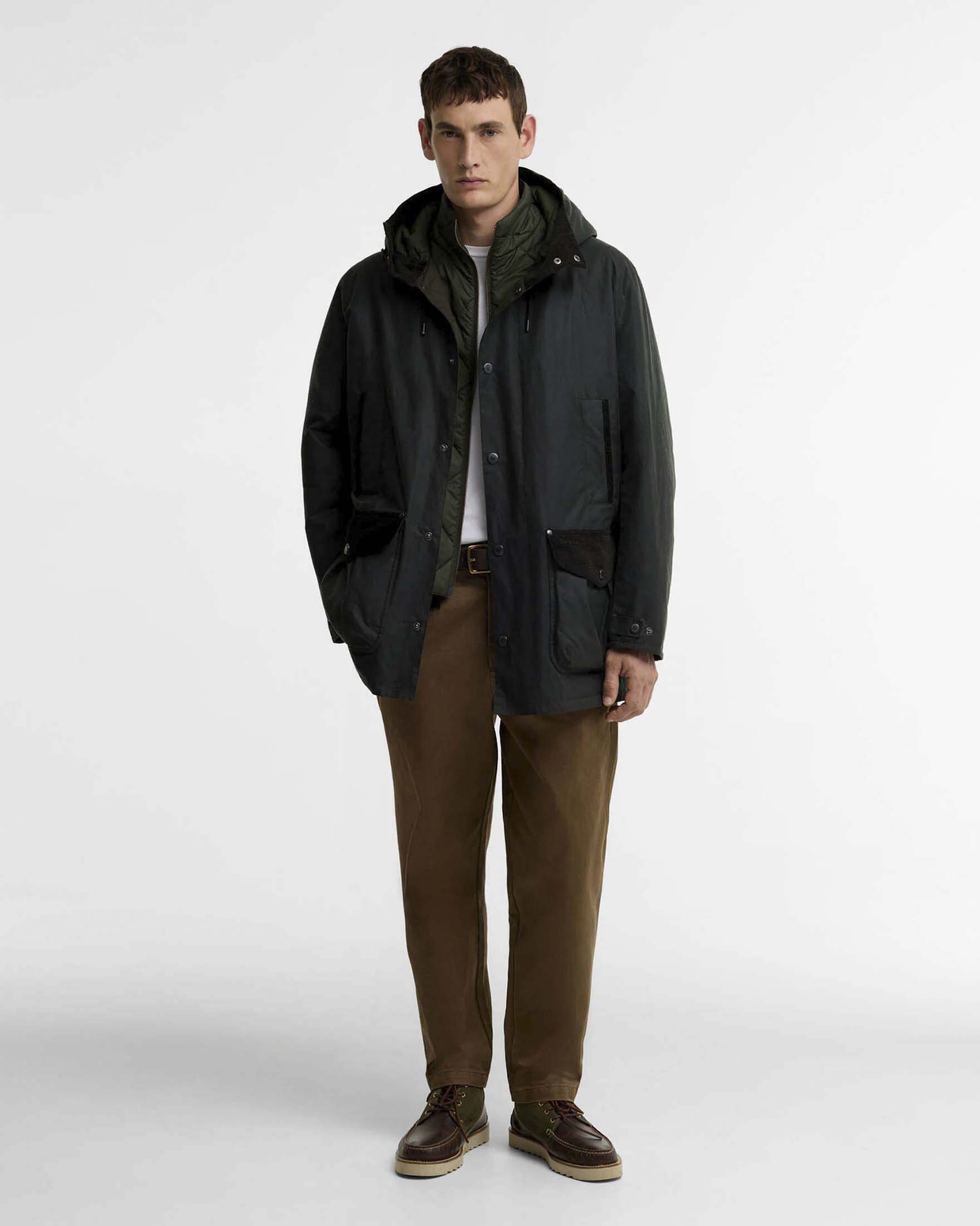 Parka Barbour Winter Beaufort verde militare in cotone cerato