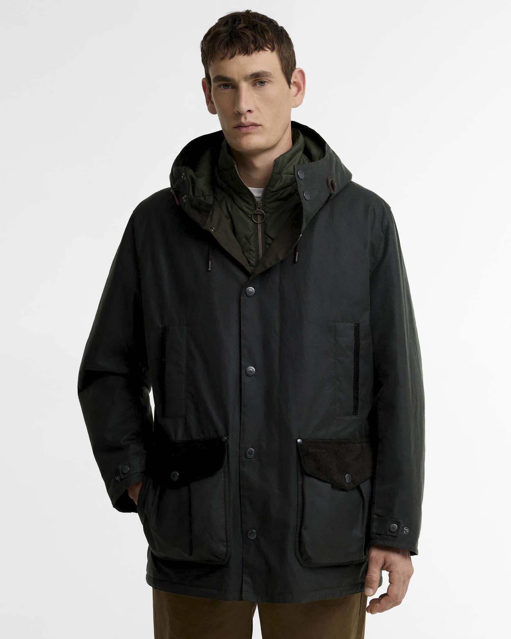 Parka Barbour Winter Beaufort verde militare in cotone cerato image
