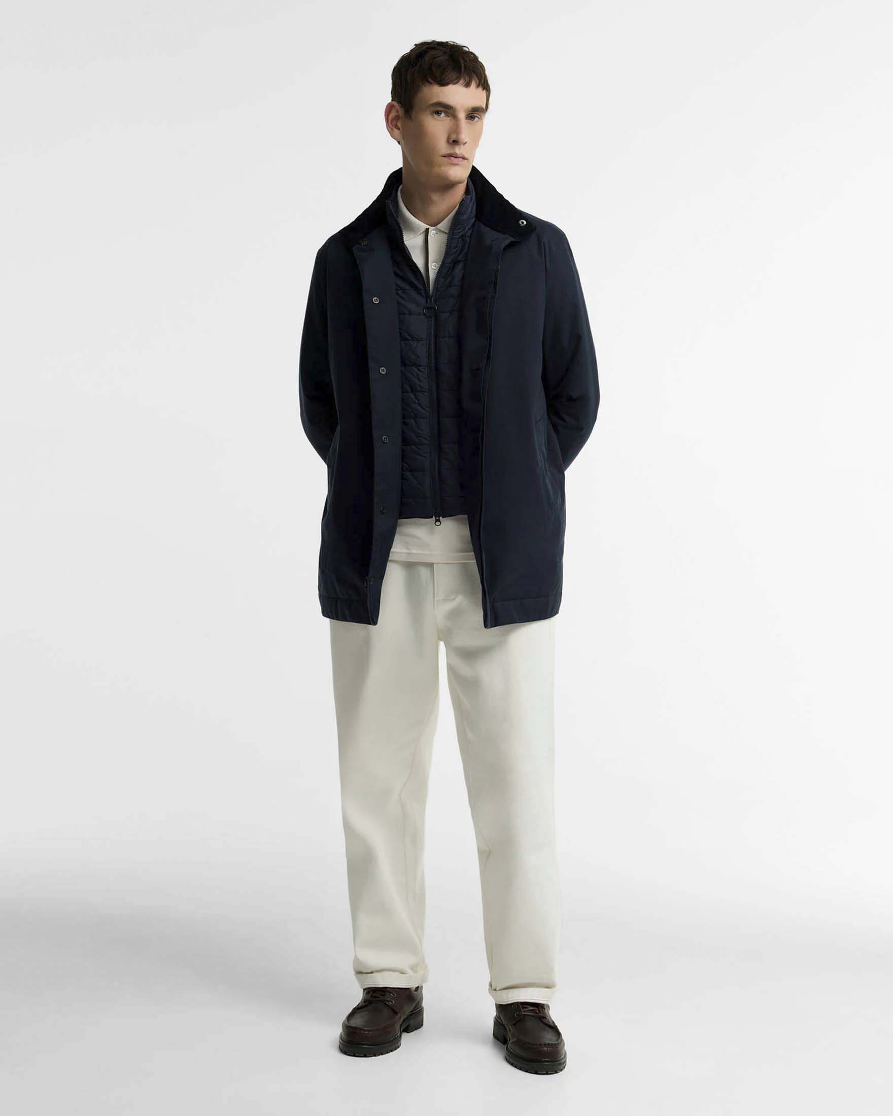Impermeabile Barbour Northdale blu in tessuto chevron effetto lana