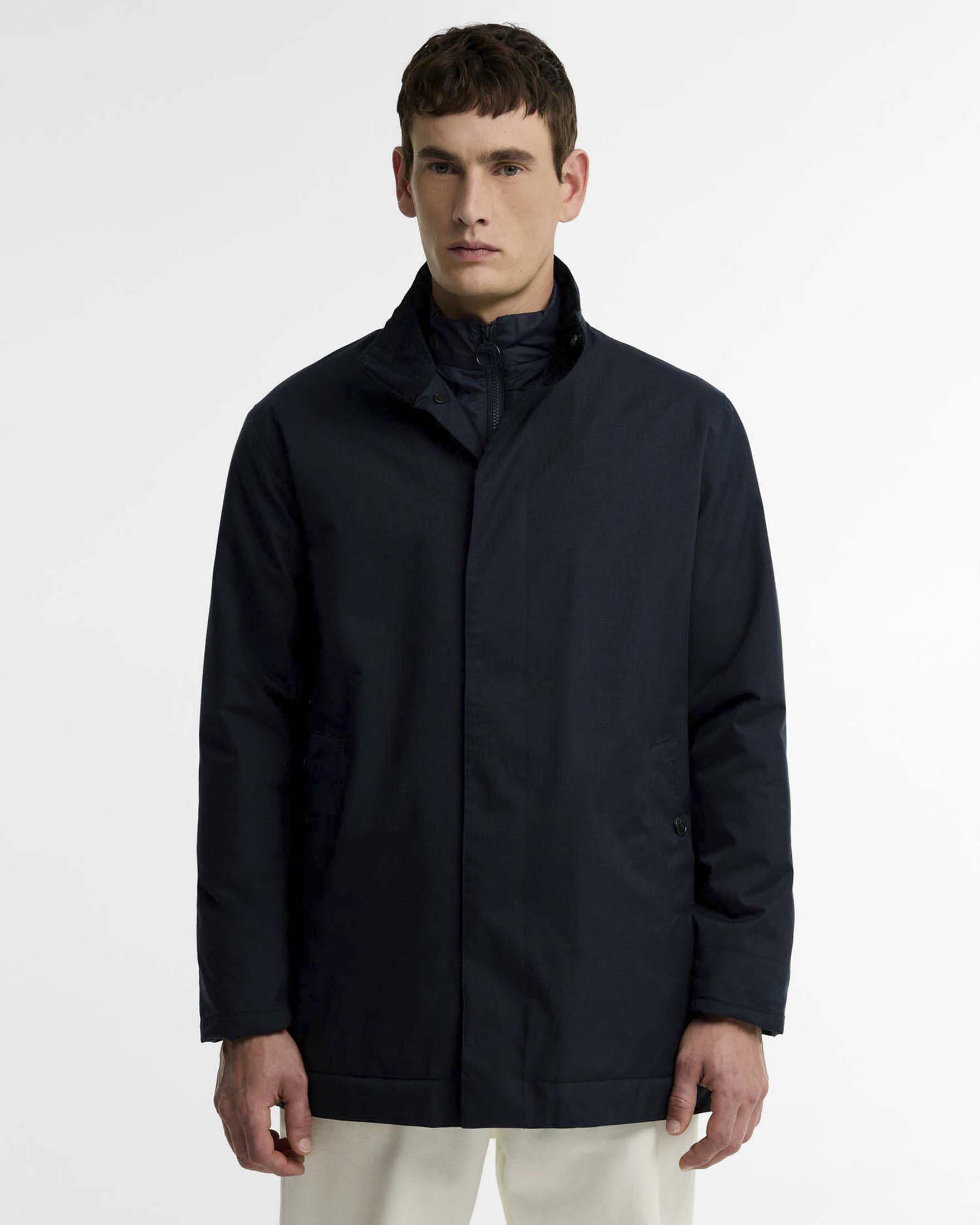 Impermeabile Barbour Northdale blu in tessuto chevron effetto lana image