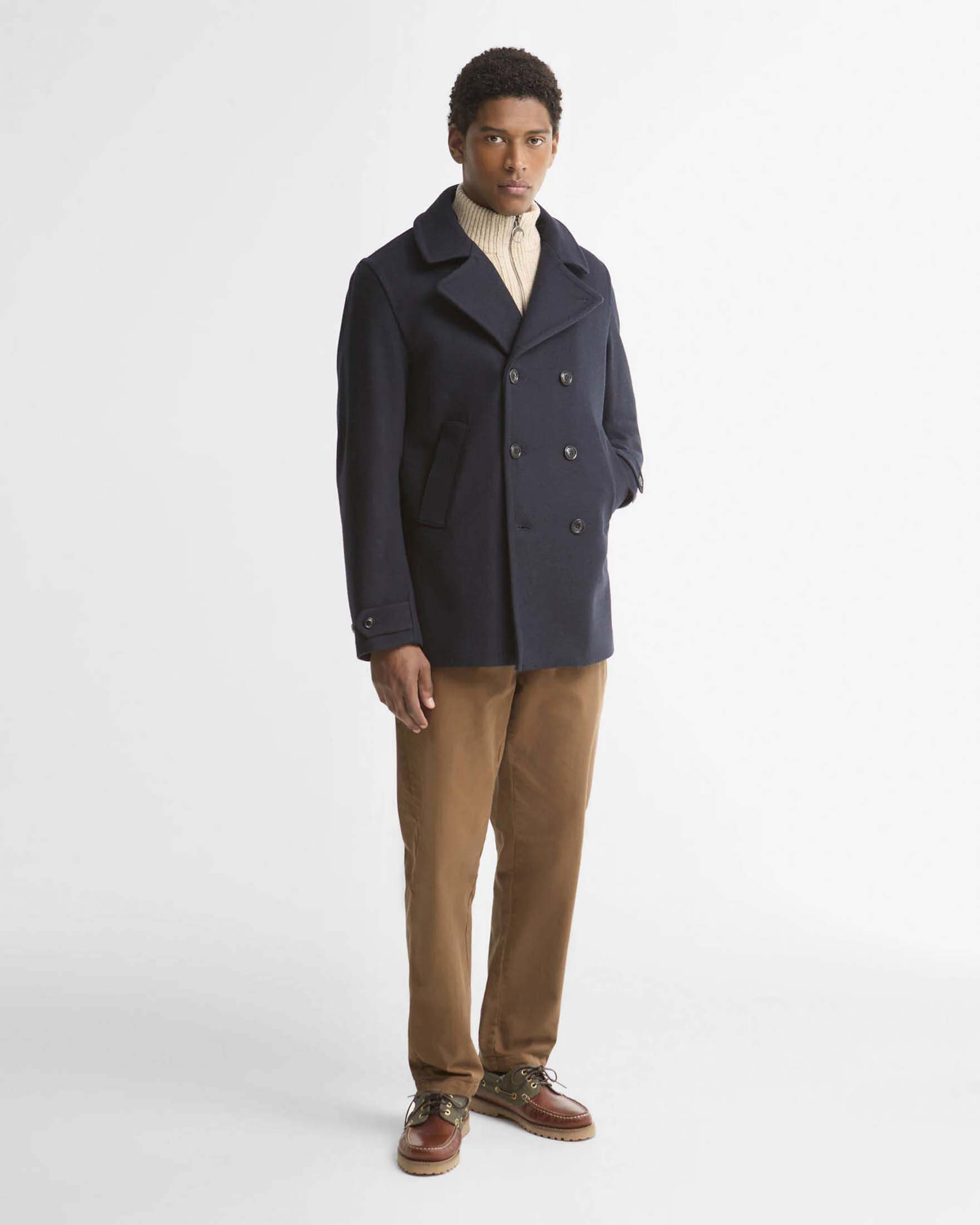 Caban Barbour Polzeath doppiopetto blu in misto lana