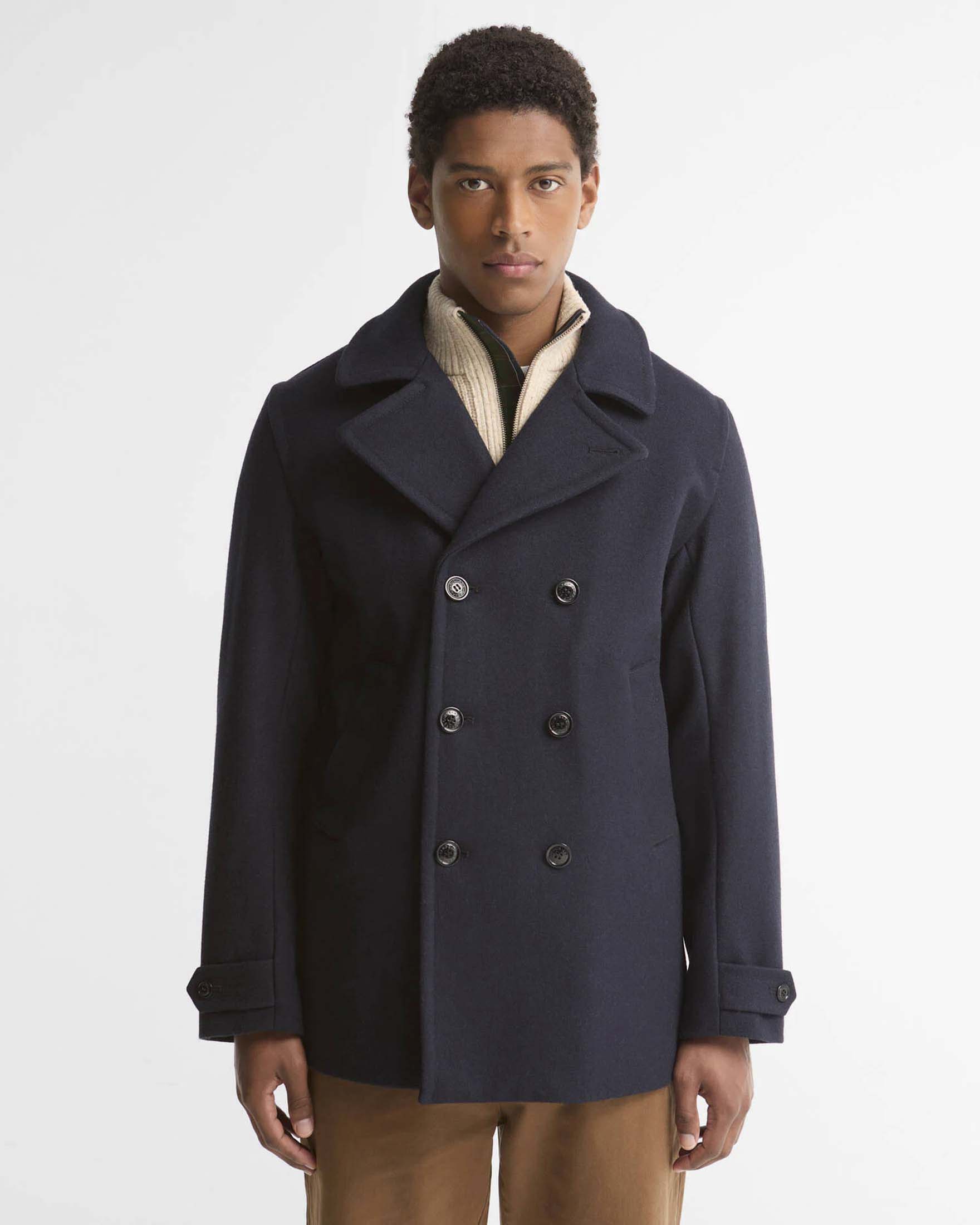 Caban Barbour Polzeath doppiopetto blu in misto lana image