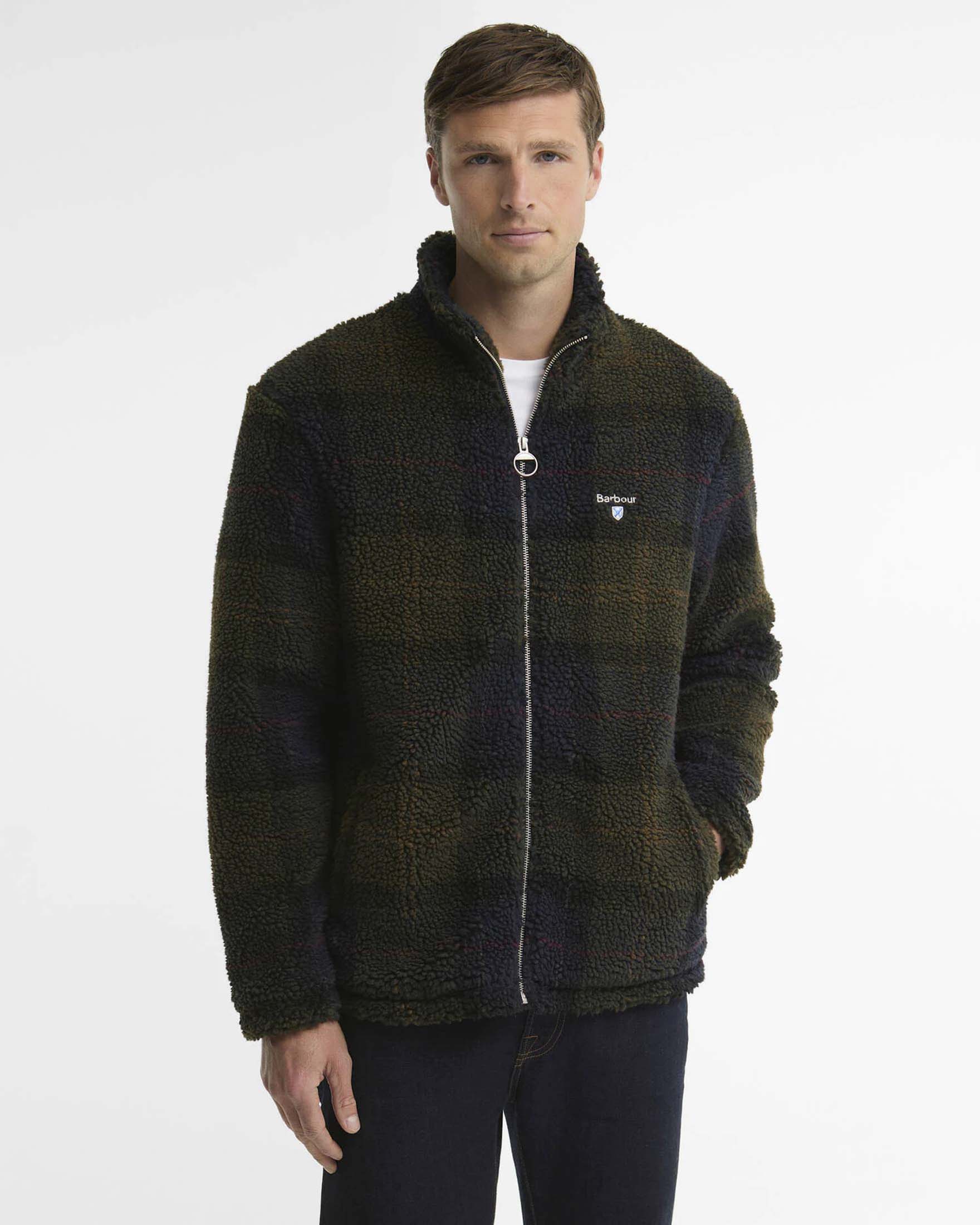 Giubbino Barbour Tartan Fleece in pile sherpa militare e blu image