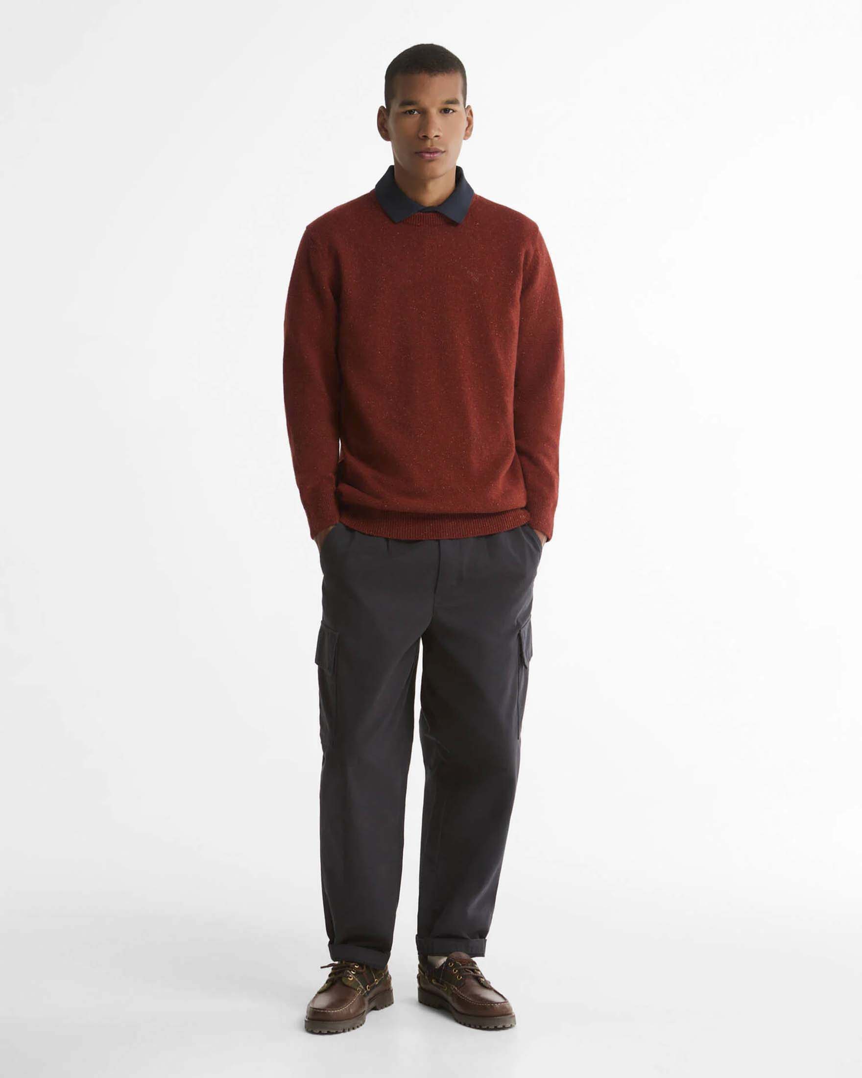 Maglia Barbour girocollo Tisbury coccio in misto lana e seta effetto bottonato