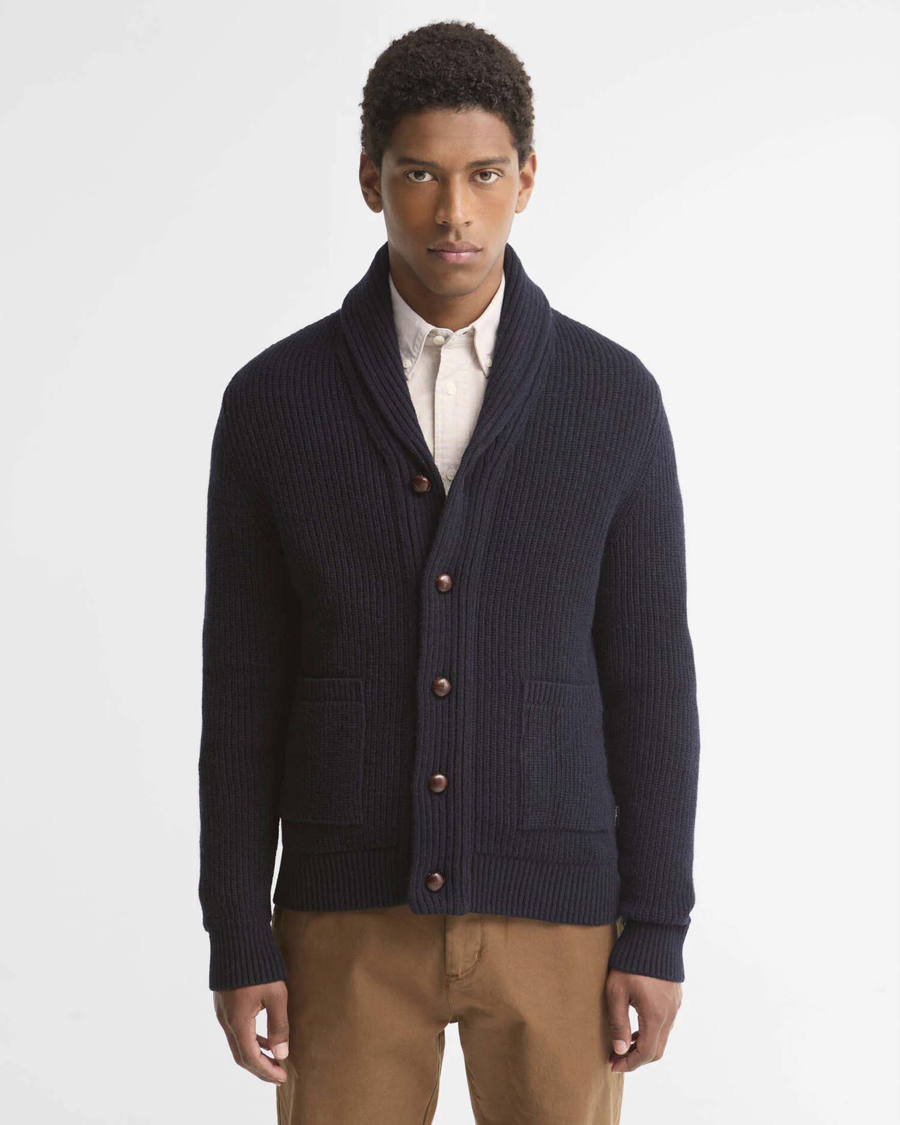 Cardigan Barbour Hartland blu navy in pura lana image