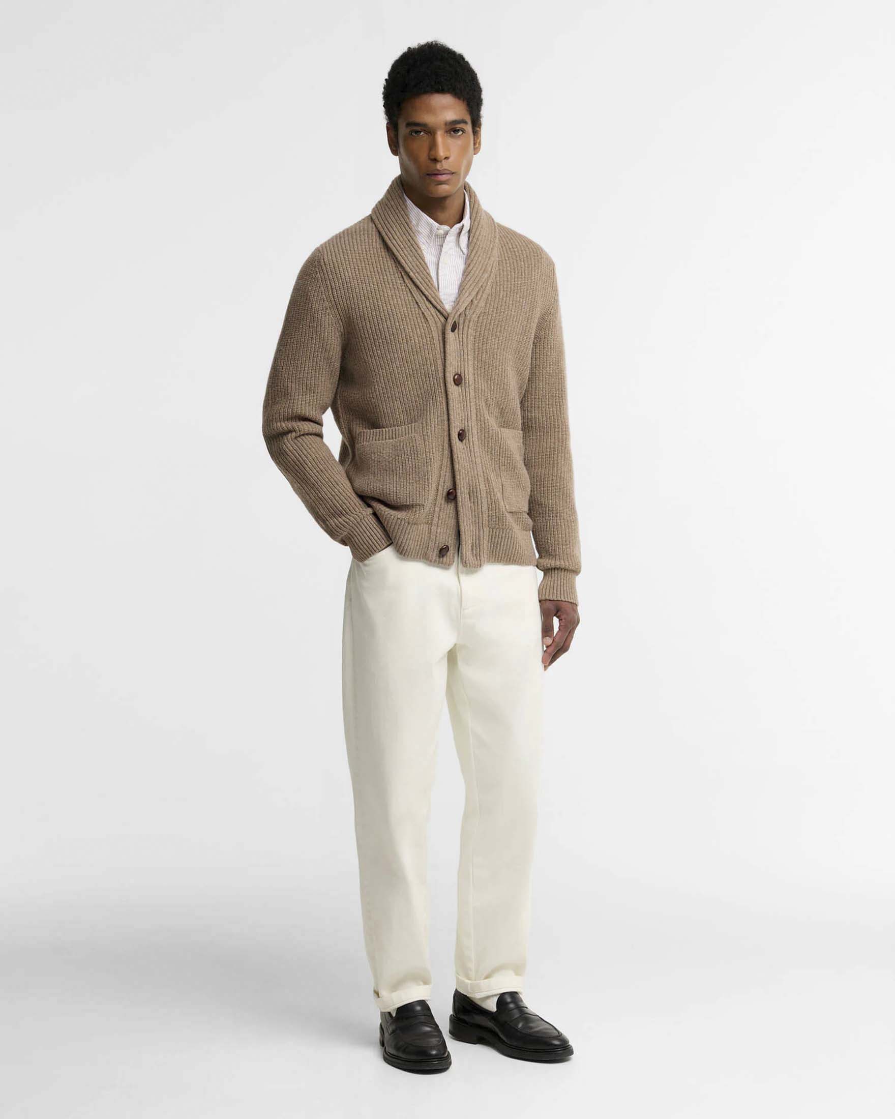 Cardigan Barbour Hartland color noce in pura lana