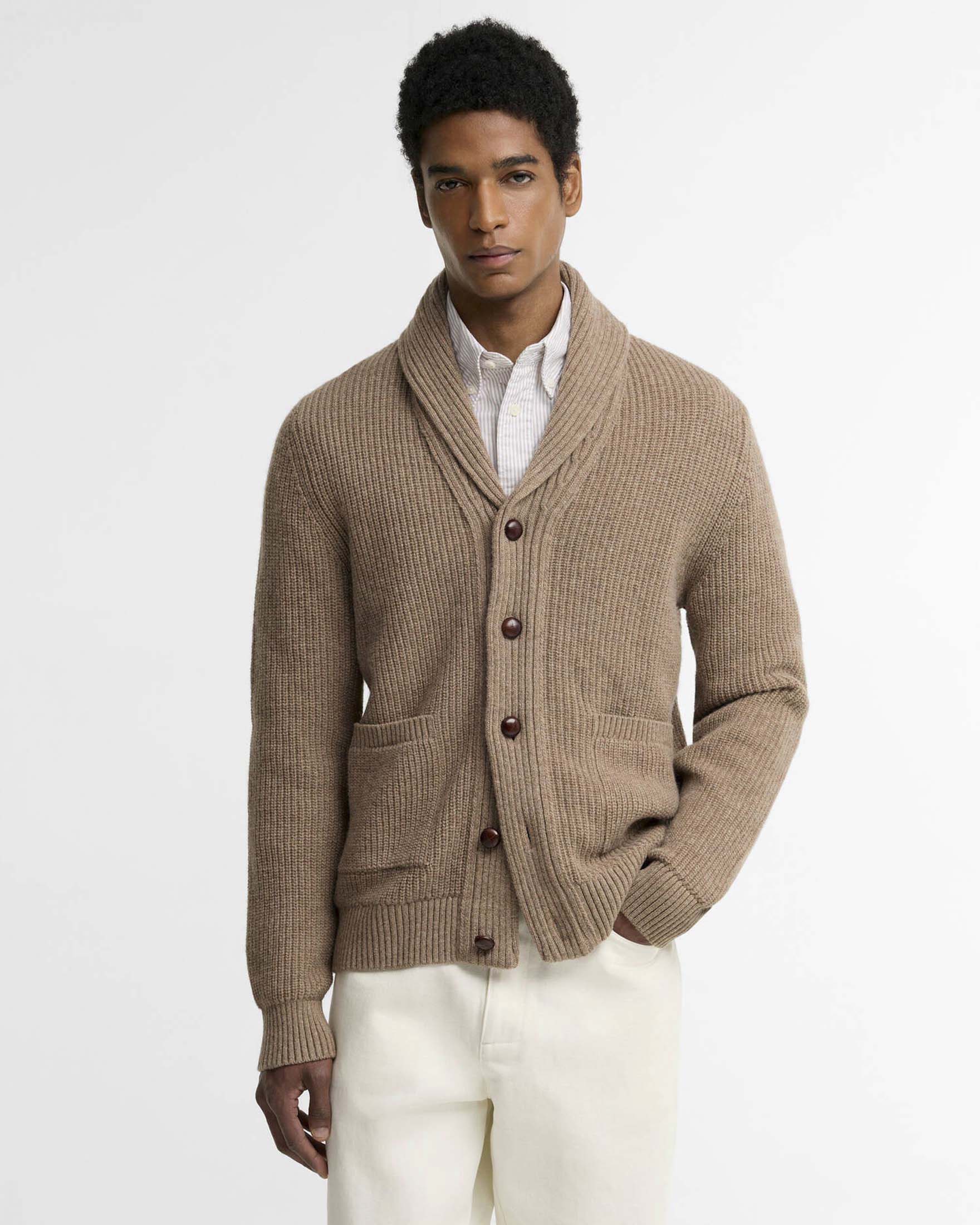 Cardigan Barbour Hartland color noce in pura lana image
