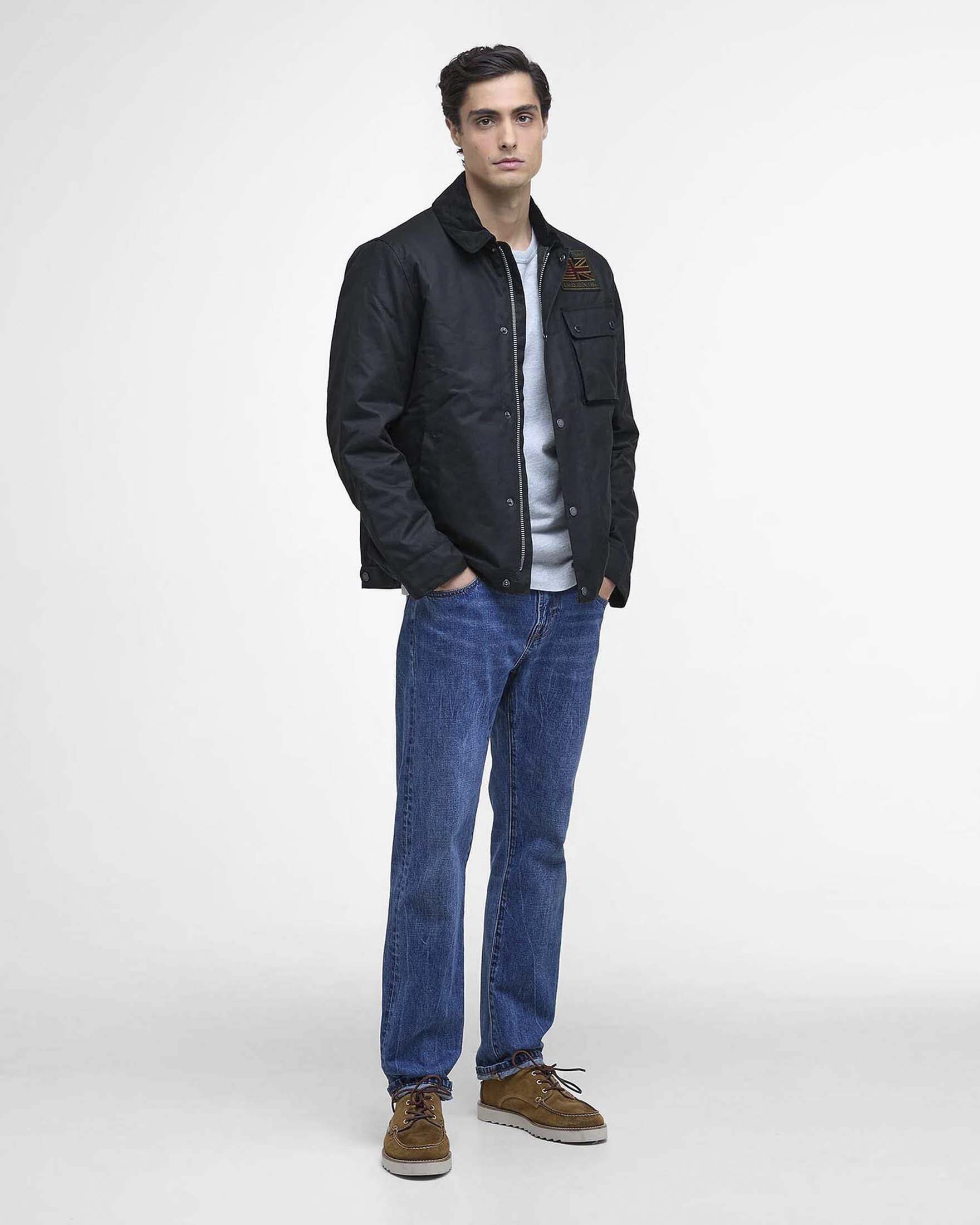 Giacca Barbour International Workers Wax Steve McQueen nera in cotone cerato