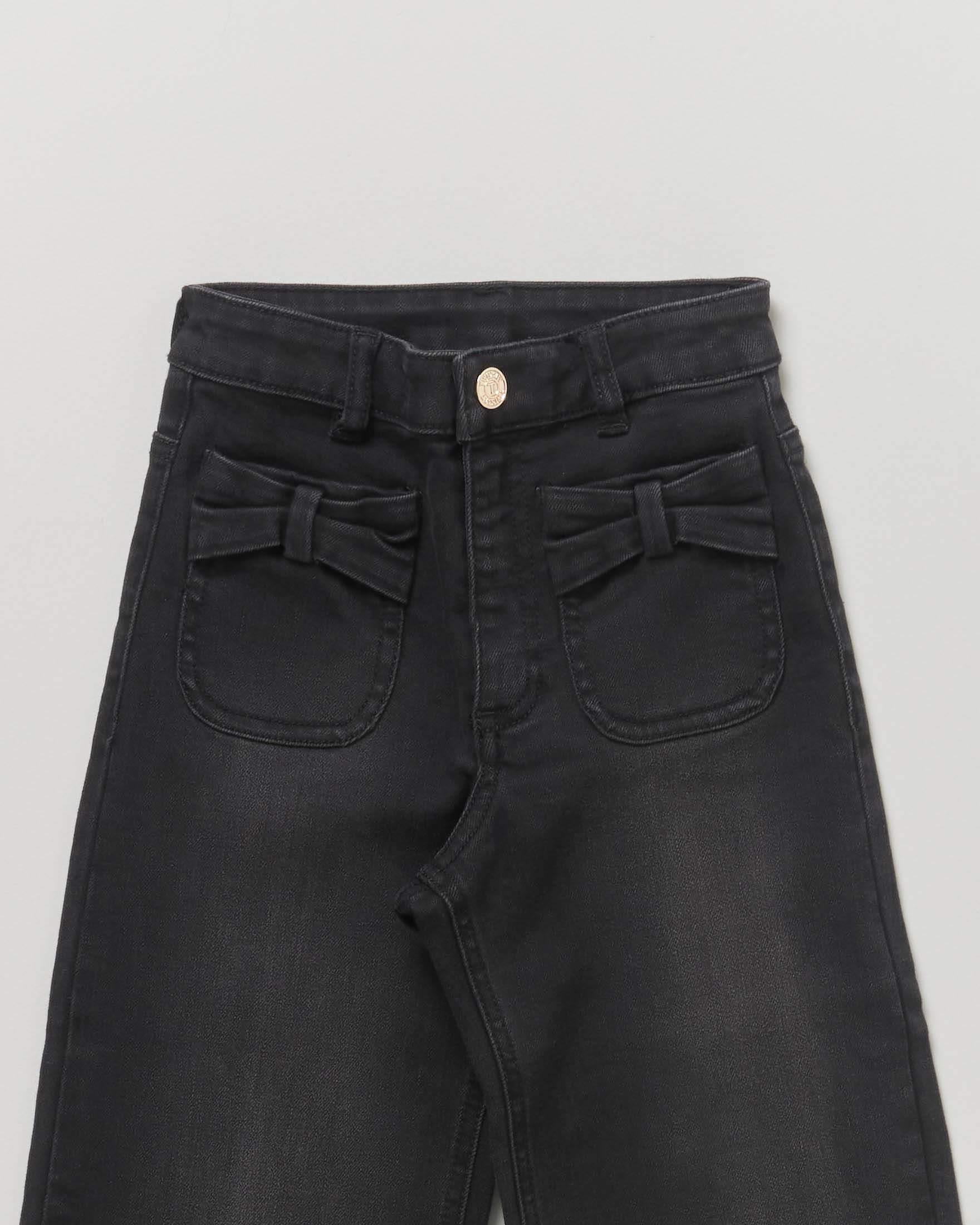 Jeans Twinset wide leg nero a lavaggio stone washed image